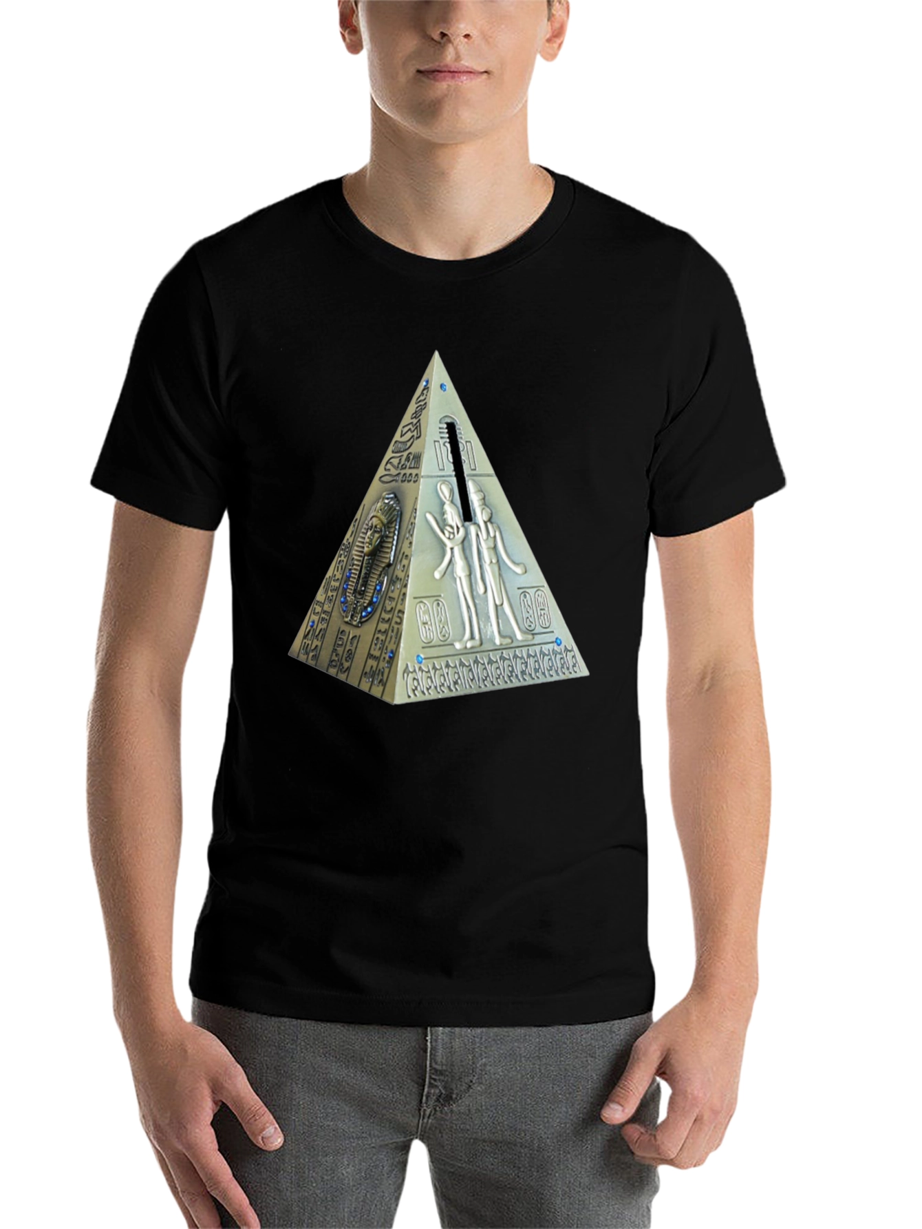 Black Egyptian Pyramid Graphic T-Shirt - Black view 7