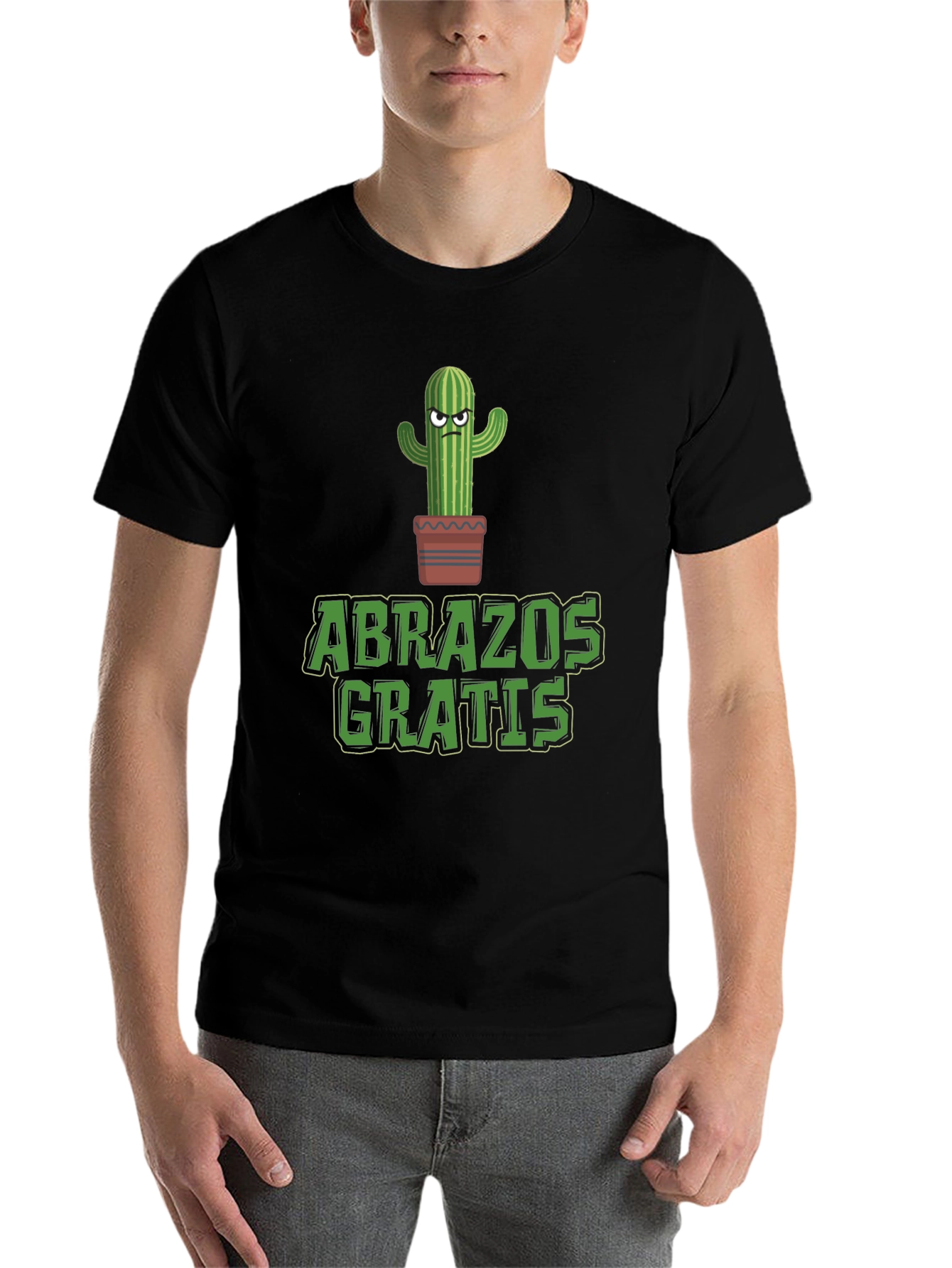 Black Funny Cactus 'Abrazos Gratis' Graphic T-Shirt view 7