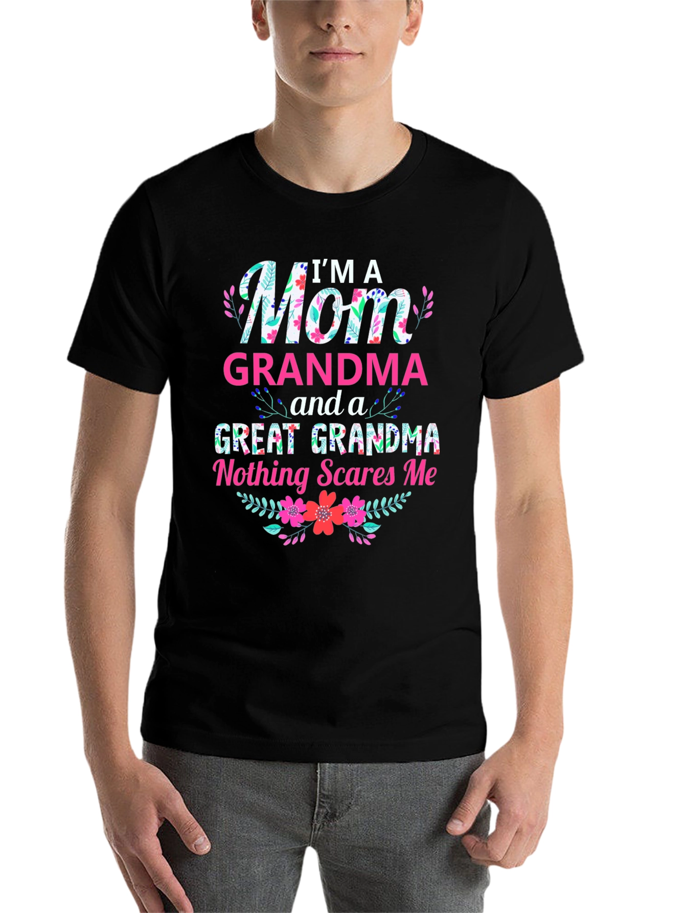 Black I'm a Mom, Grandma & Great Grandma T-Shirt view 7
