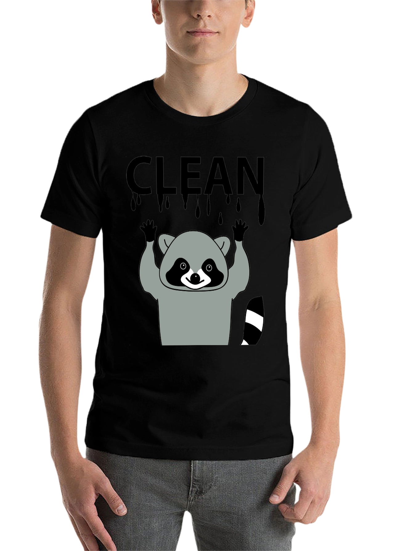 Black Clean Raccoon Graphic Tee view 7