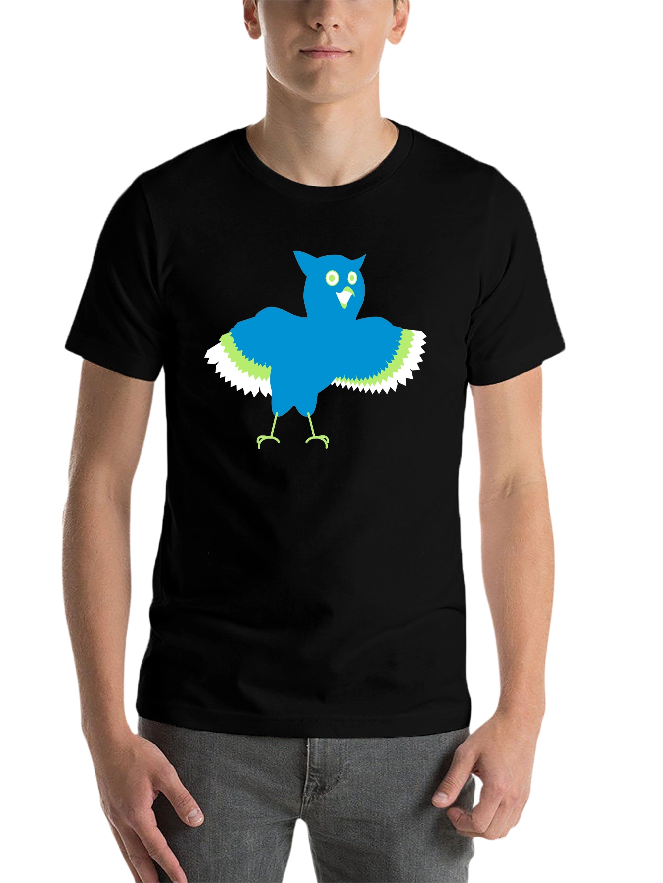 Black Funny Owl Graphic Black T-Shirt view 7