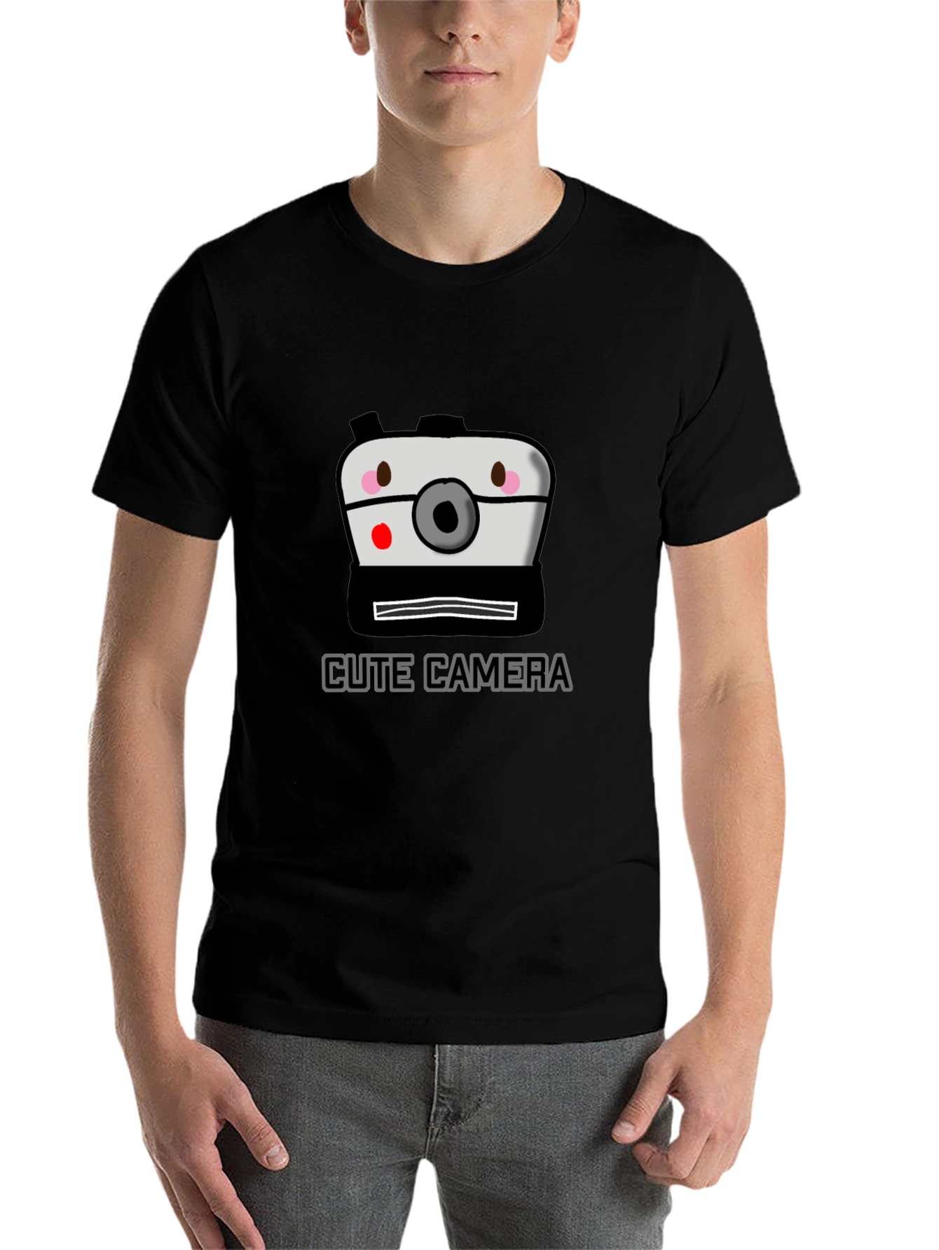 Black Cute Camera Graphic Tee - Fun Photo Shirt view 7