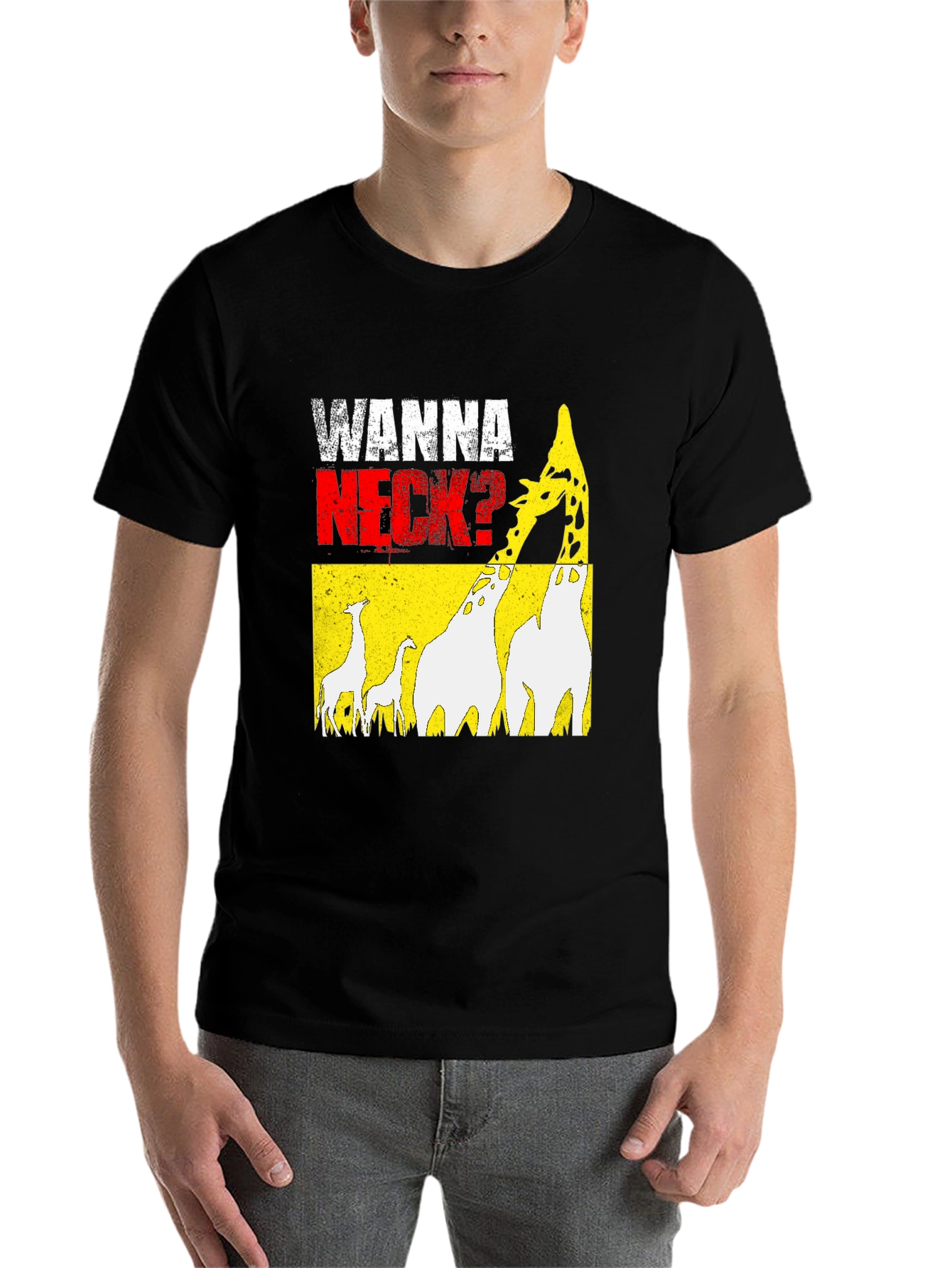 Black Wanna Neck? Giraffe Graphic Print Tee view 7