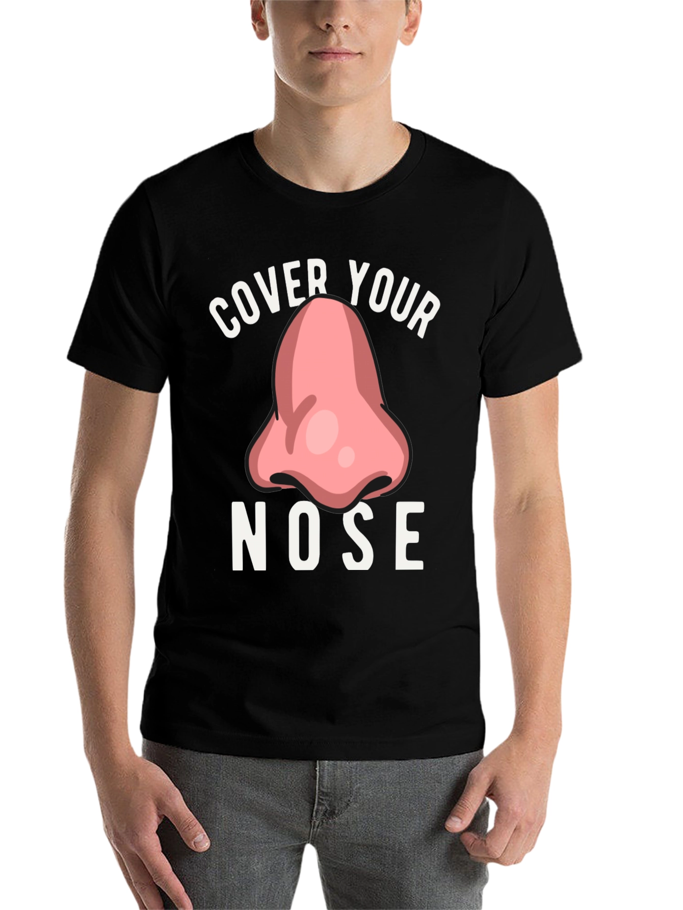 Black Cover Your Nose Graphic Tee - Funny T-Shirt view 7