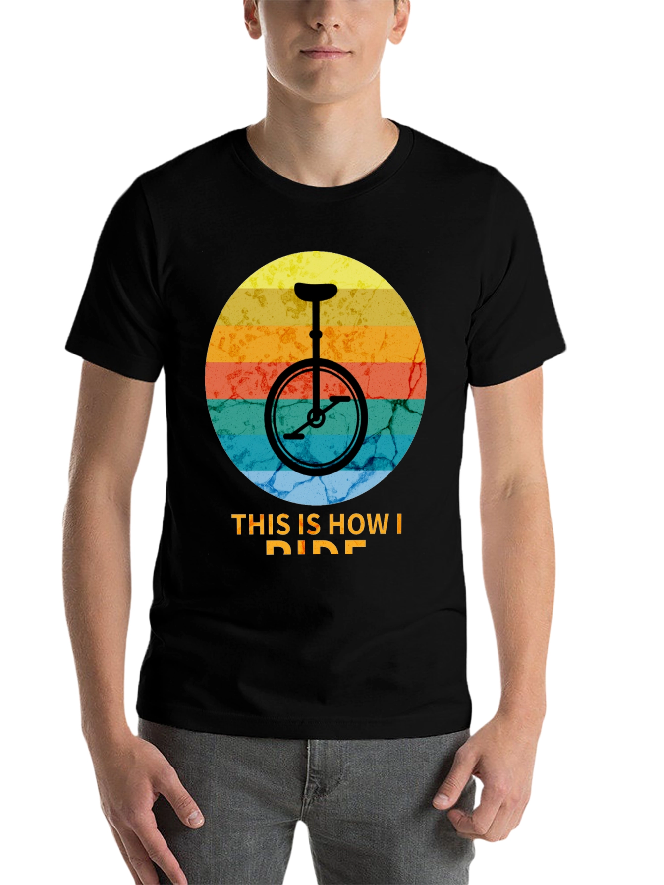 Black Retro Unicycle T-Shirt - This Is How I Ride view 7