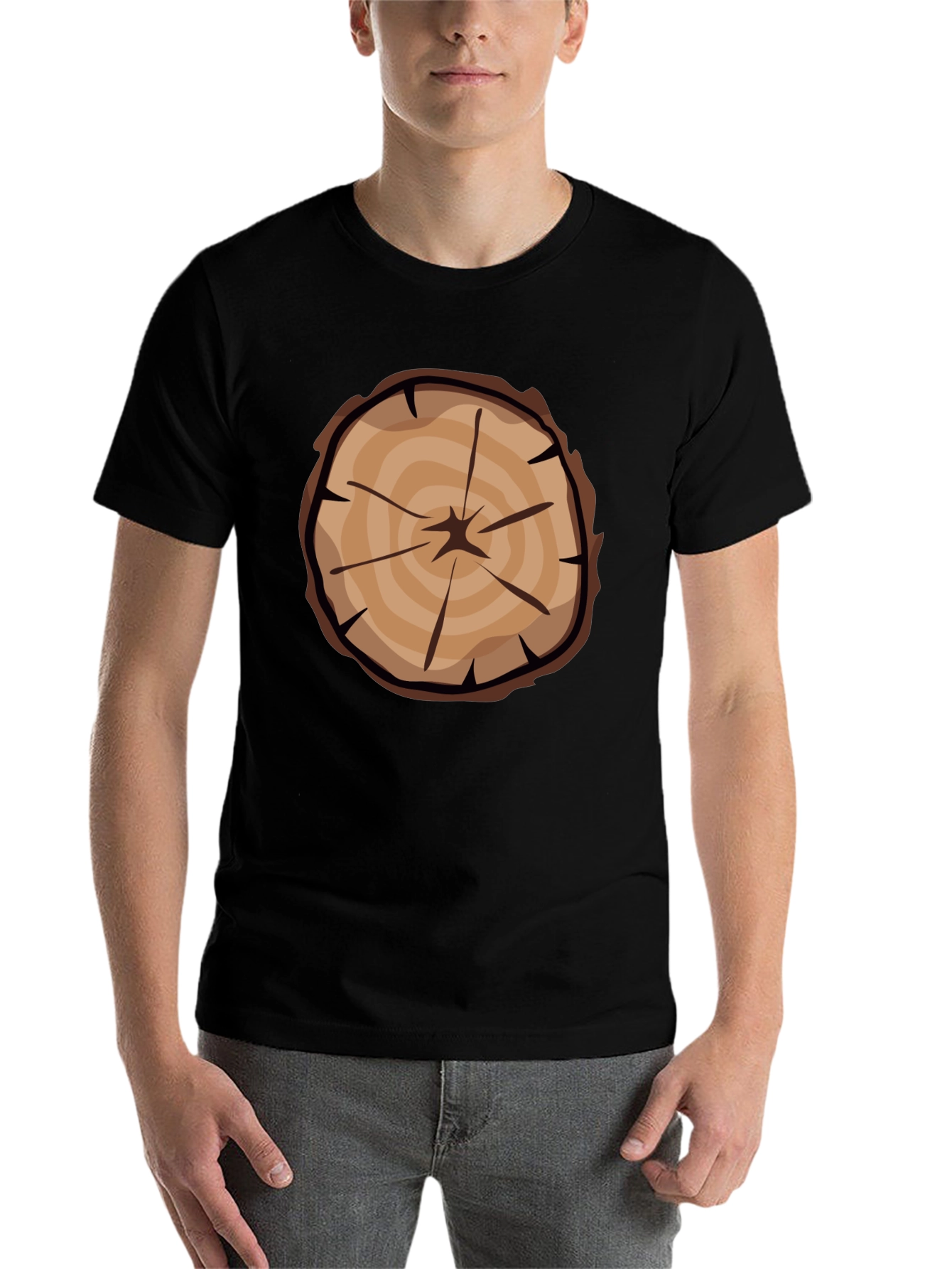 Black Tree Ring Graphic Tee - Black Casual T-Shirt view 7