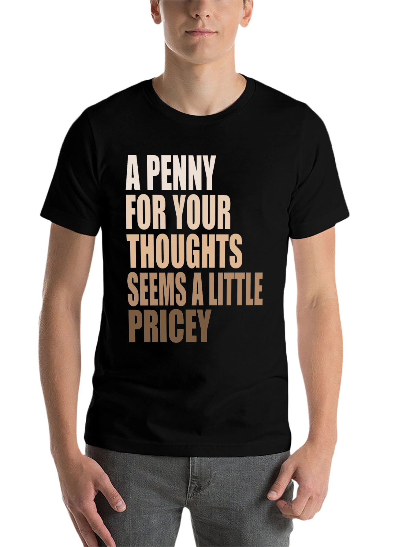Black Funny Slogan T-Shirt - A Penny For Your Thoughts view 7