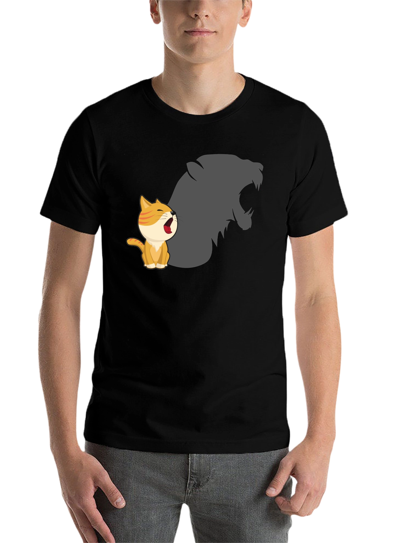 Black Cute Kitten Roar Graphic T-Shirt view 7