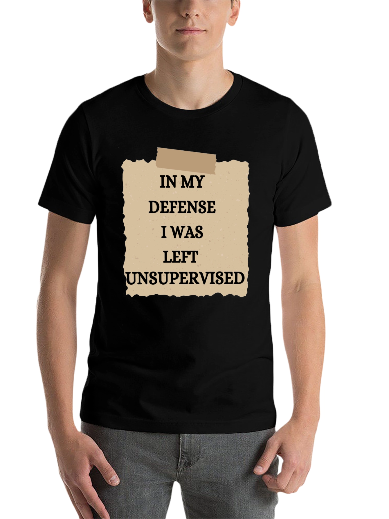 Black Funny "In My Defense" Graphic T-Shirt view 7