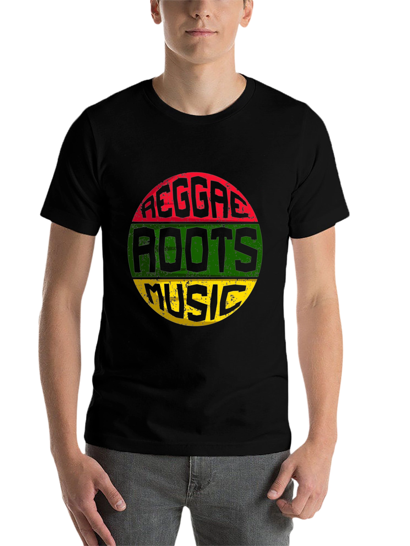 Black Reggae Roots Music T-Shirt - Black view 7