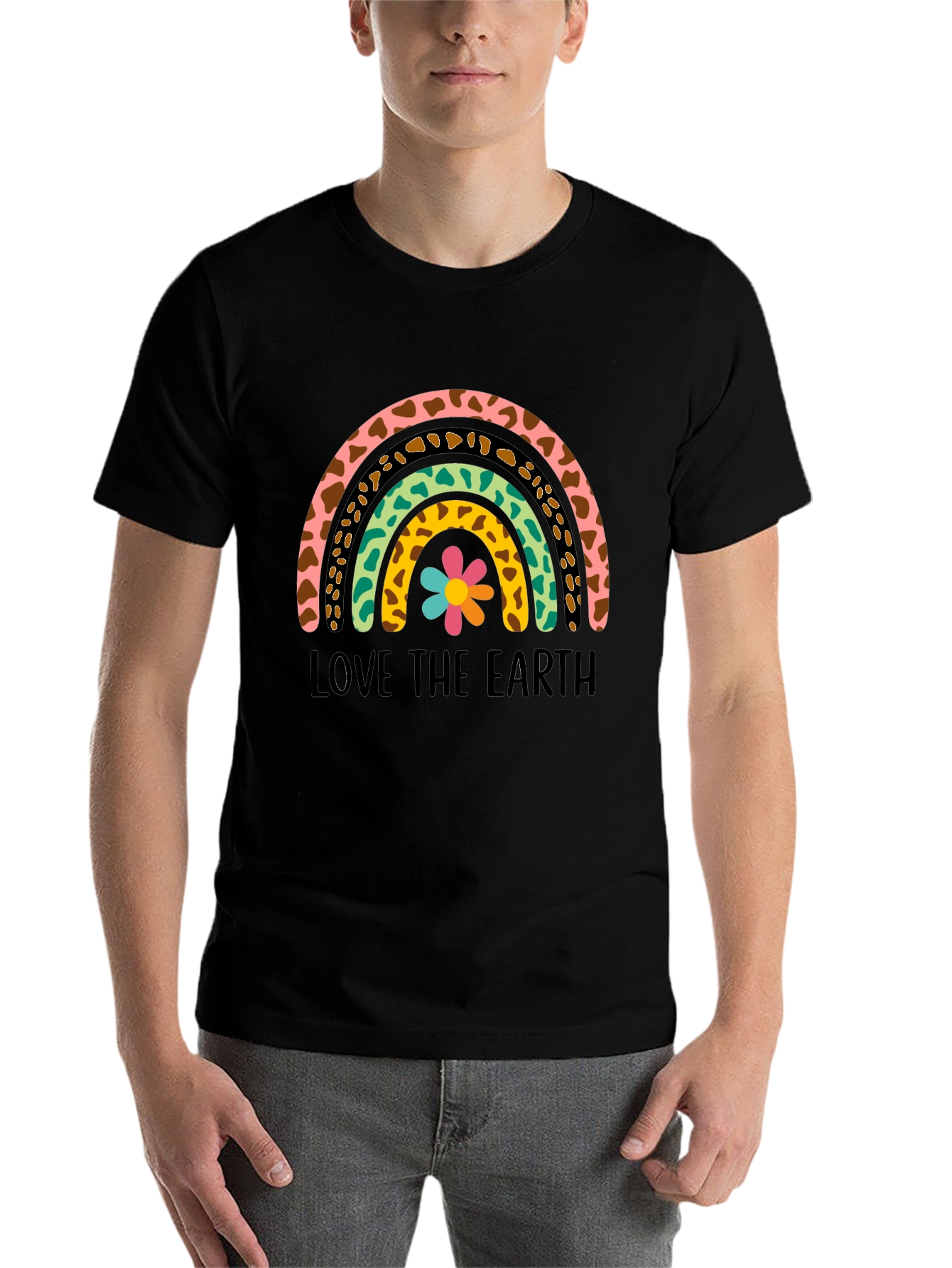 Black Love the Earth Rainbow Graphic Tee - Unisex view 7