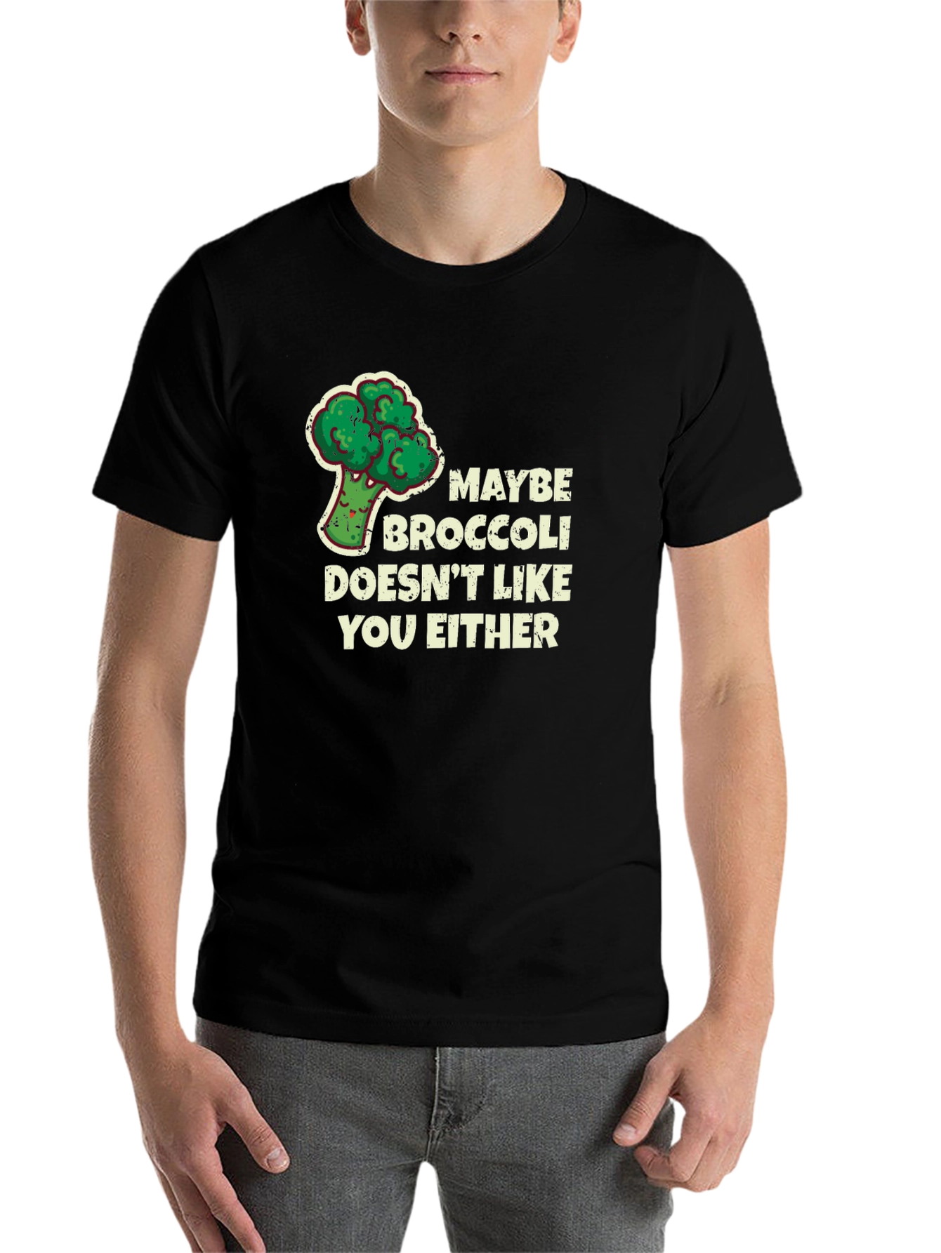 Black Maybe Broccoli T-Shirt - Funny Foodie Tee view 7
