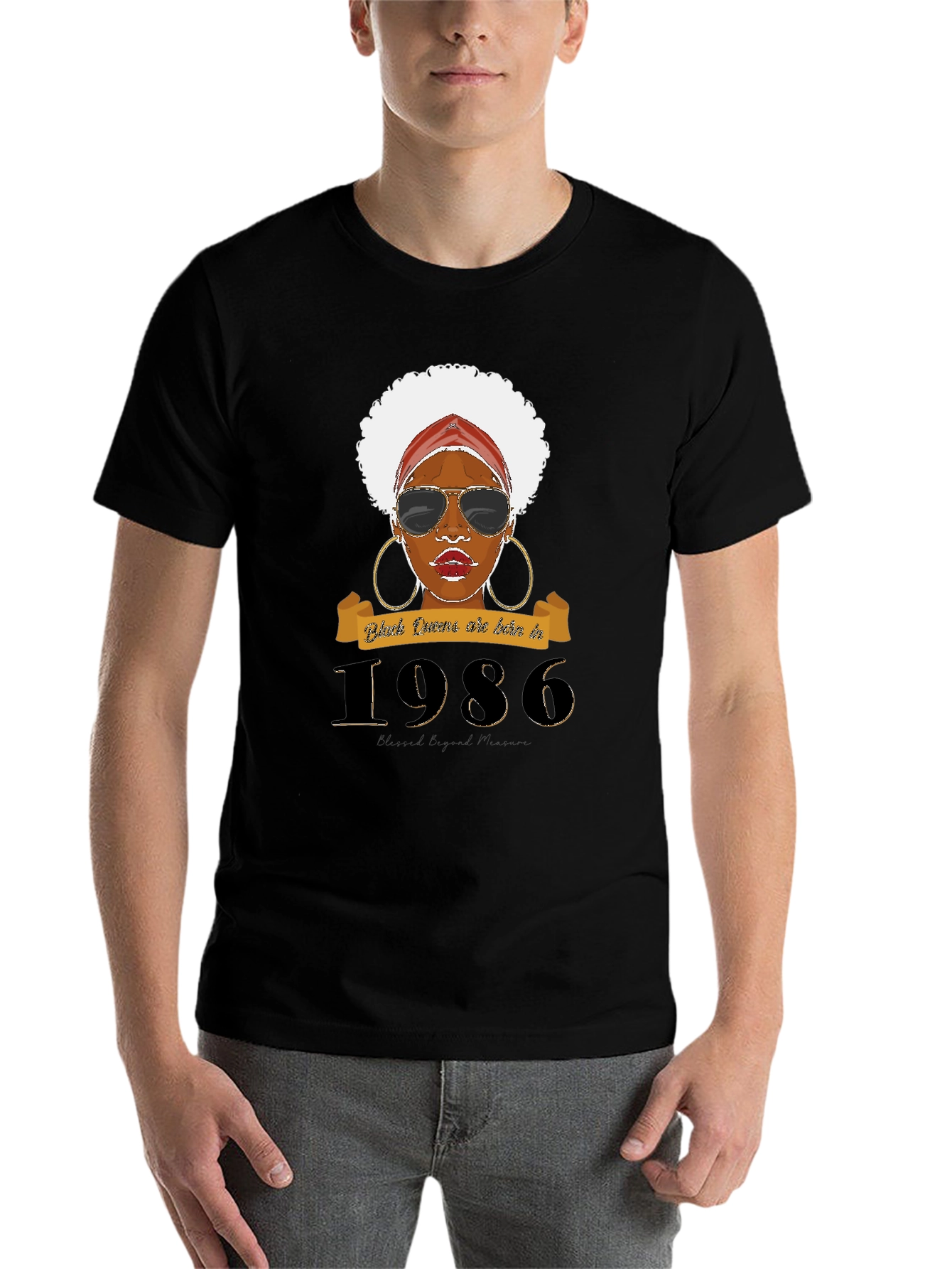 Black Black Queen Born In 1986 T-Shirt view 7