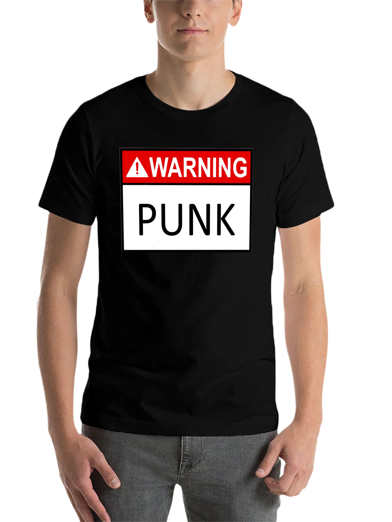 Warning Punk T-Shirt - Black Graphic Tee - 7