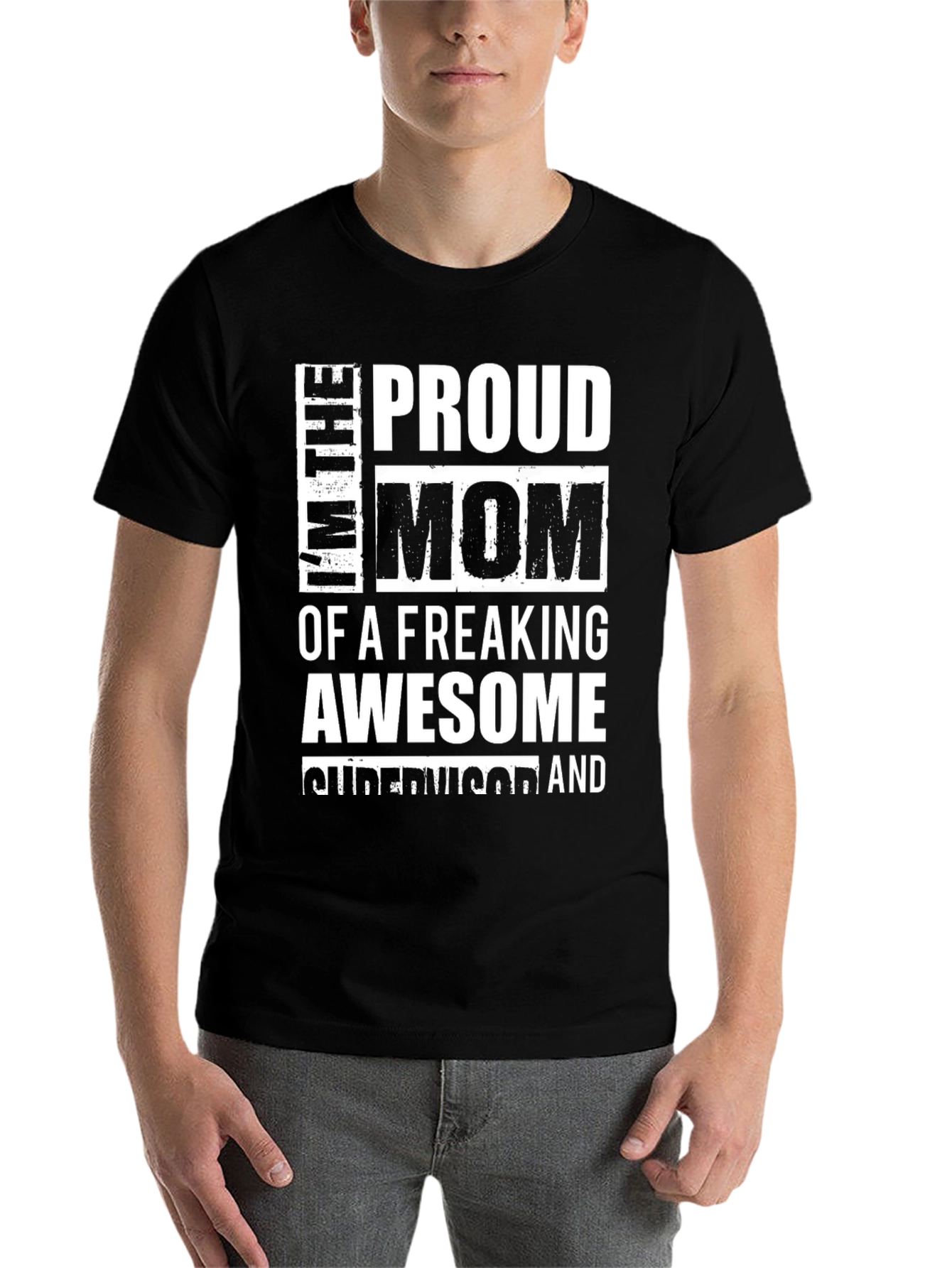Black Proud Mom Graphic T-Shirt - Black view 7