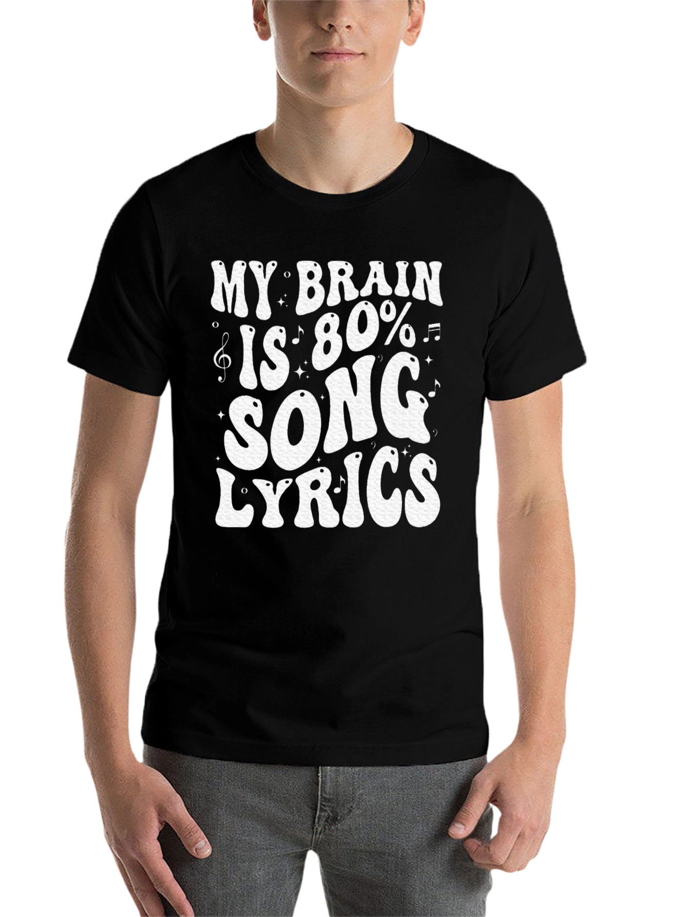 Black Song Lyrics T-Shirt: My Brain is 80% Music view 7