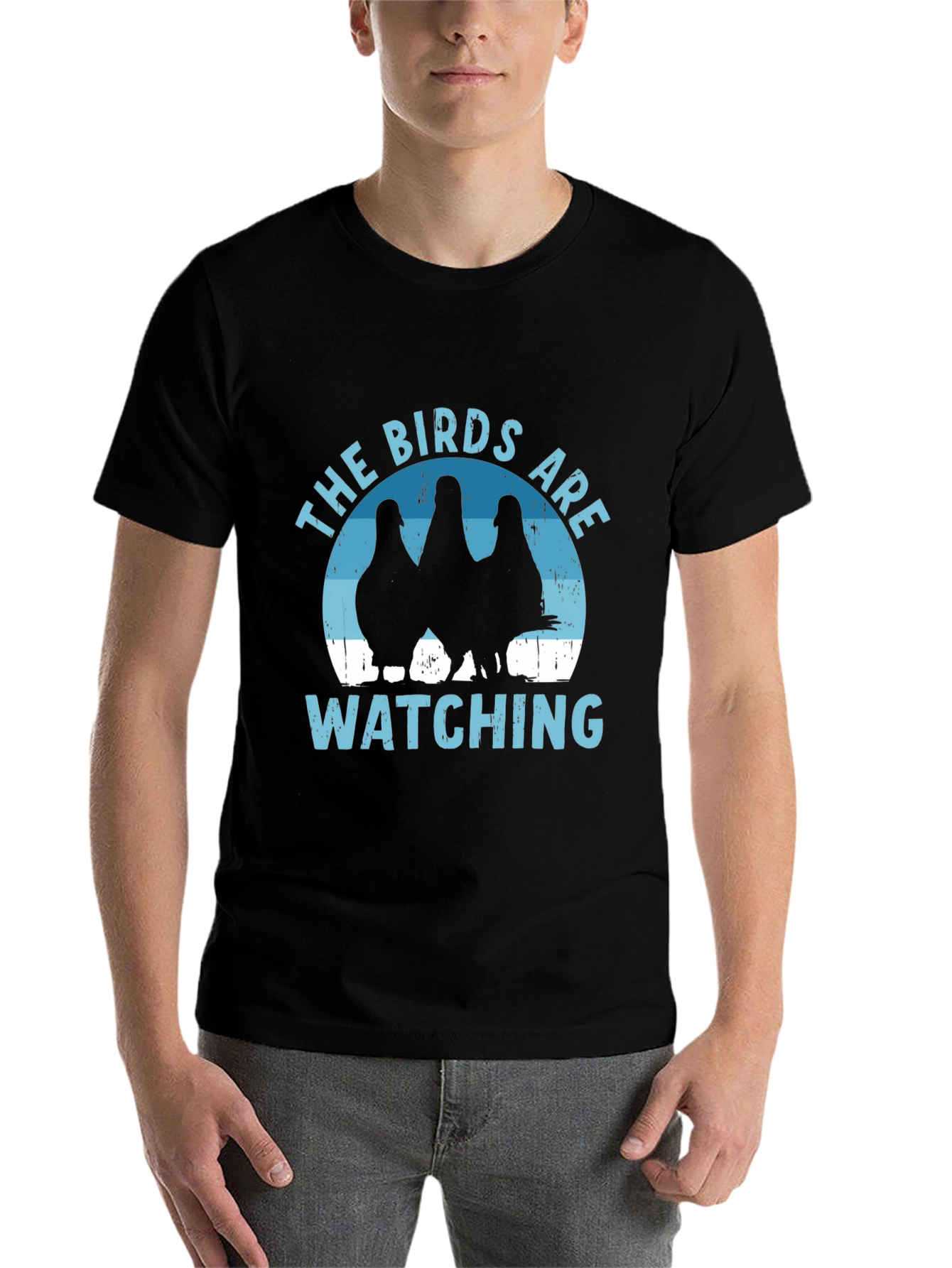 Black The Birds Are Watching T-Shirt - Funny Bird Lover Tee view 7