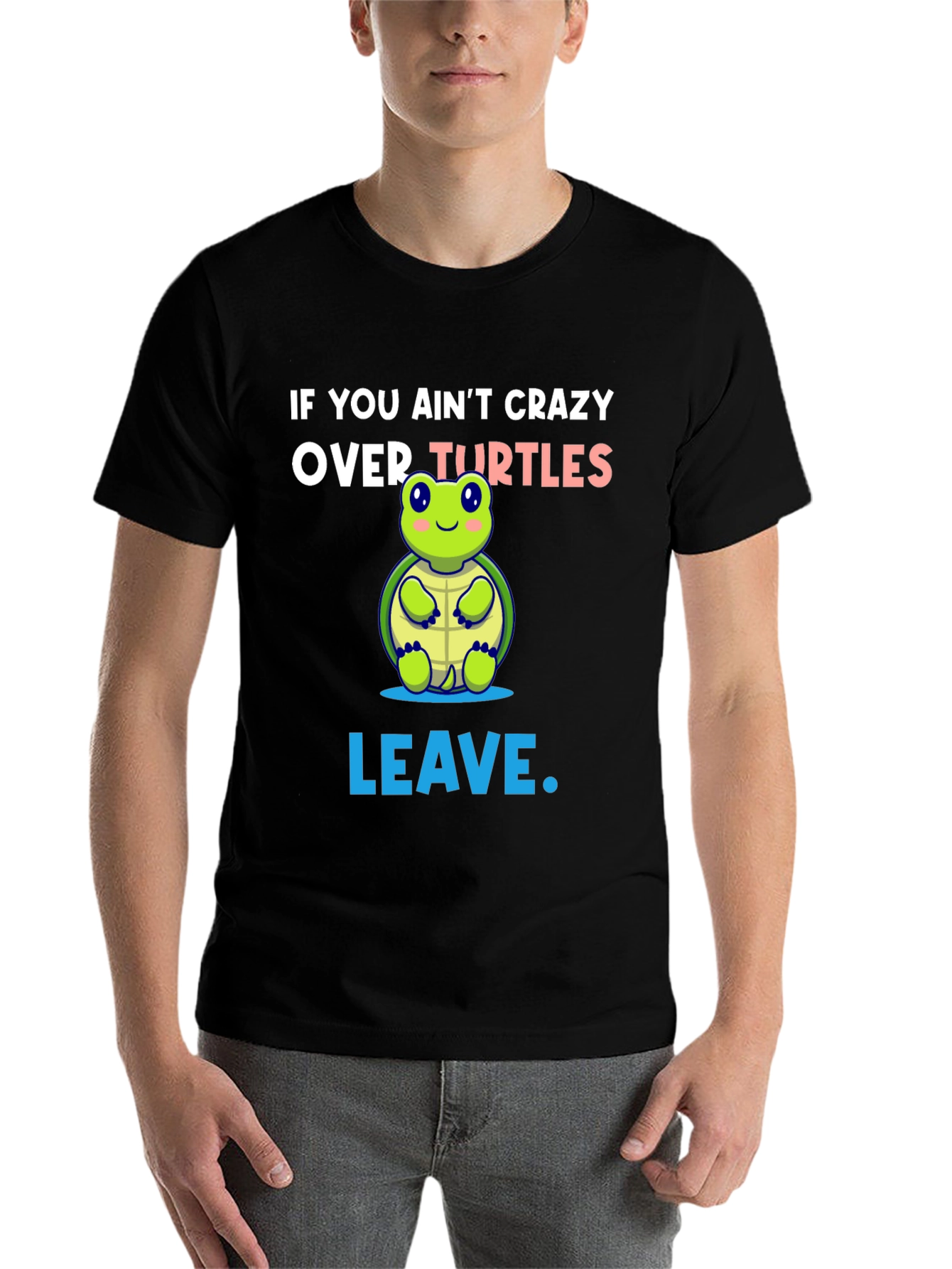 Black Crazy Over Turtles Graphic Tee view 7