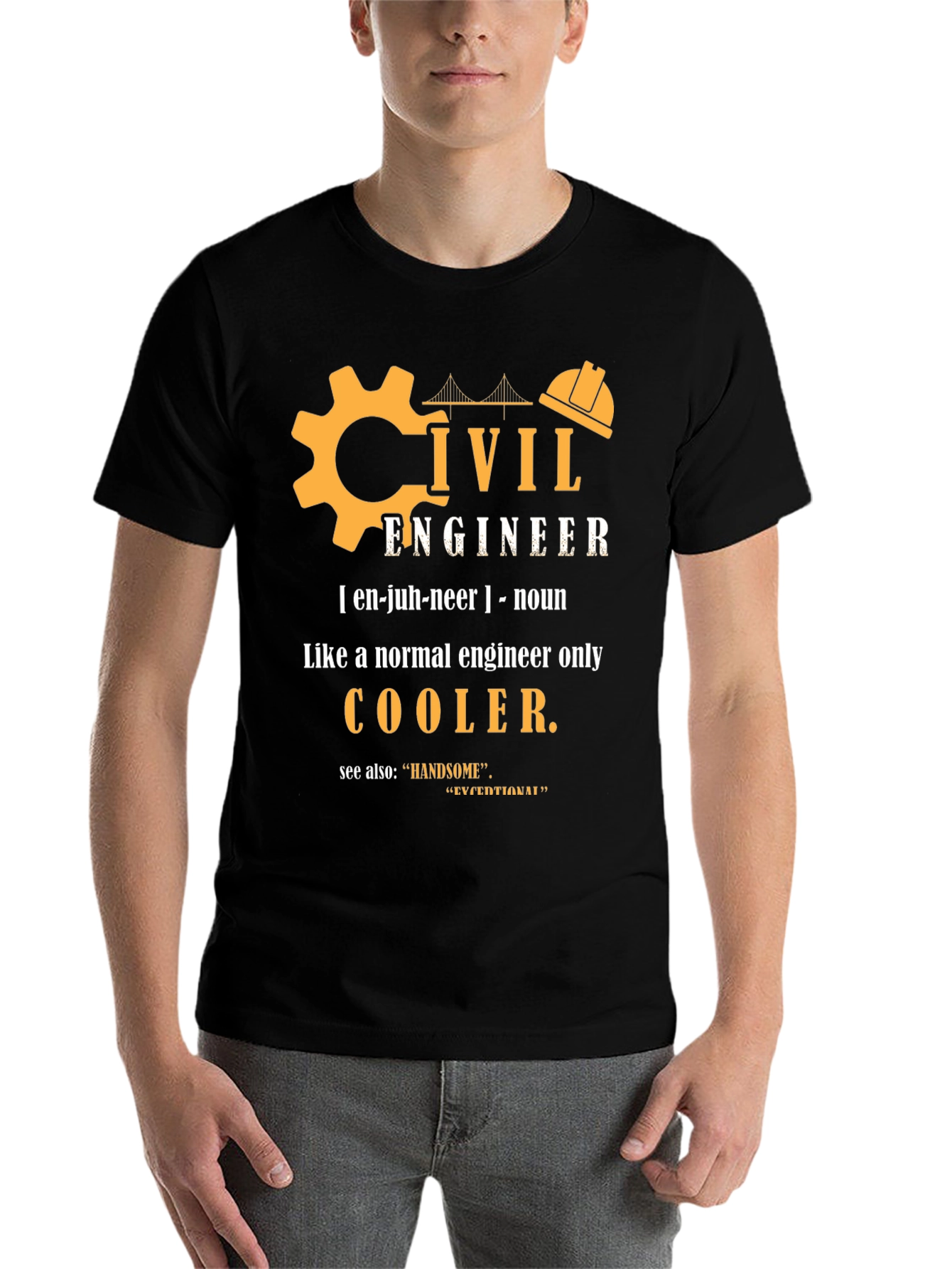Black Civil Engineer Definition Graphic Tee view 7