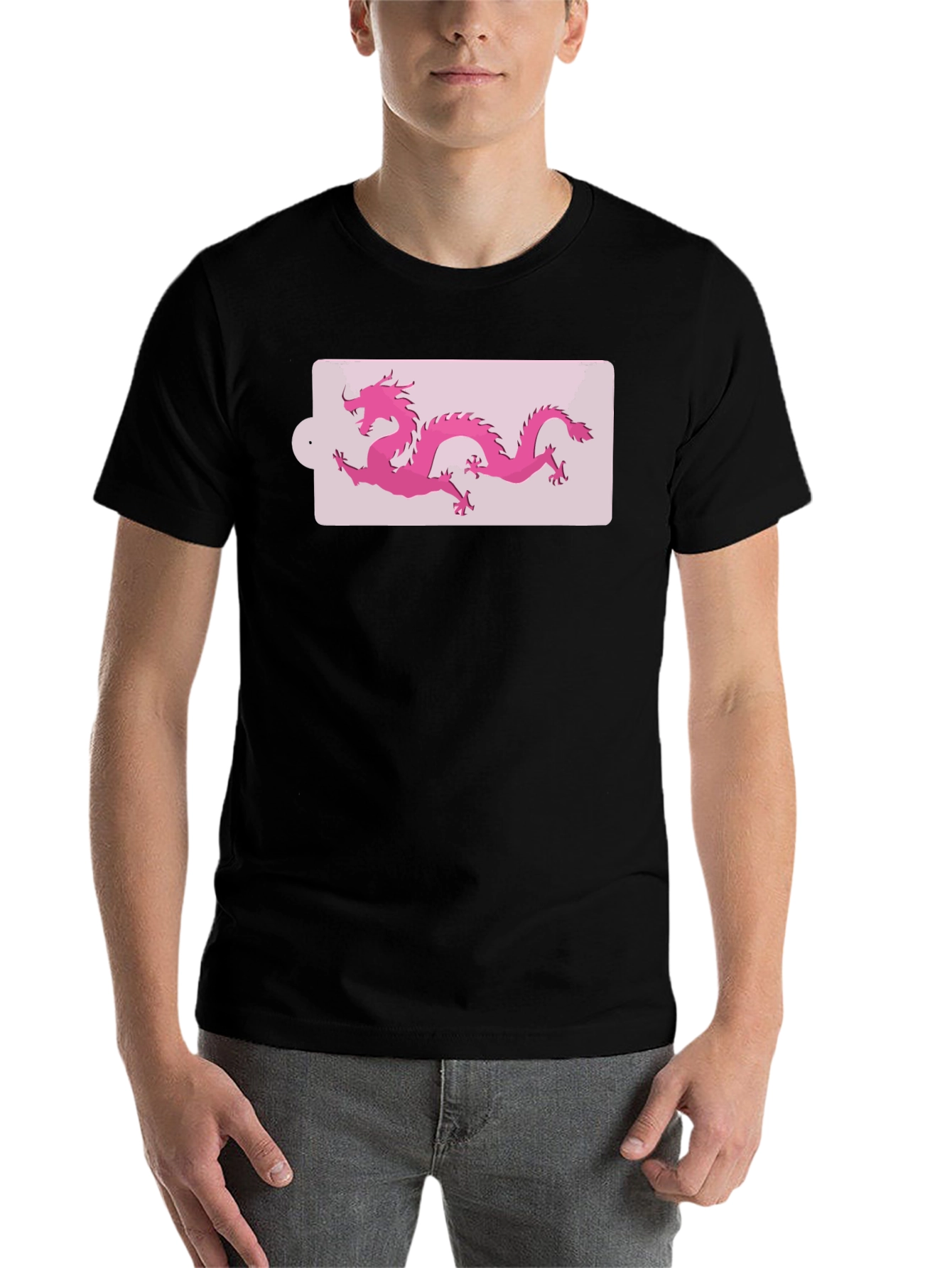 Black Pink Dragon Graphic Black T-Shirt view 7