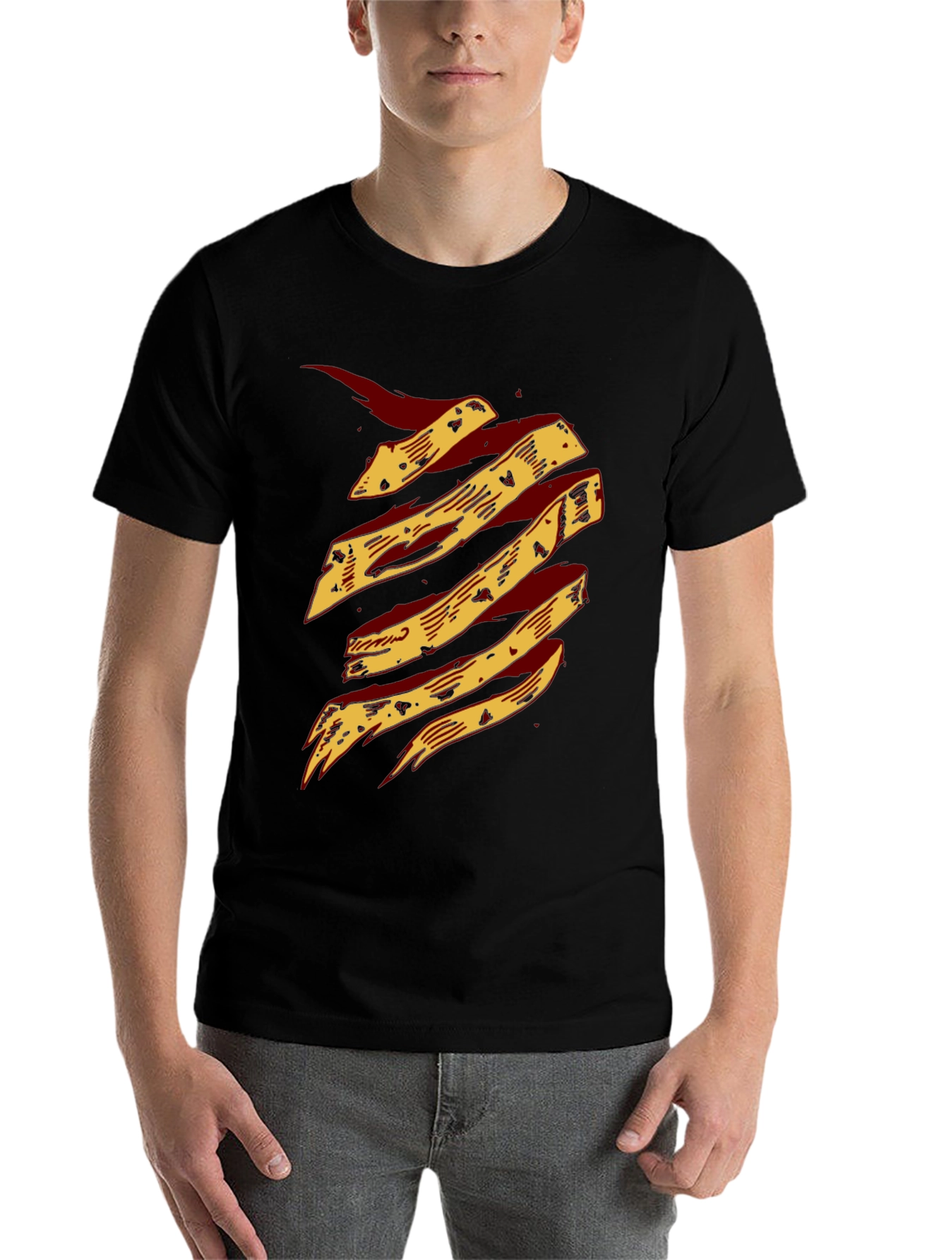 Black Graphic Print T-Shirt - Abstract Design view 7