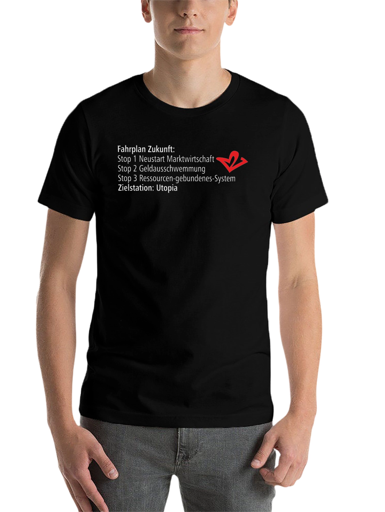 Black Fahrplan Zukunft Utopia Graphic T-Shirt view 7