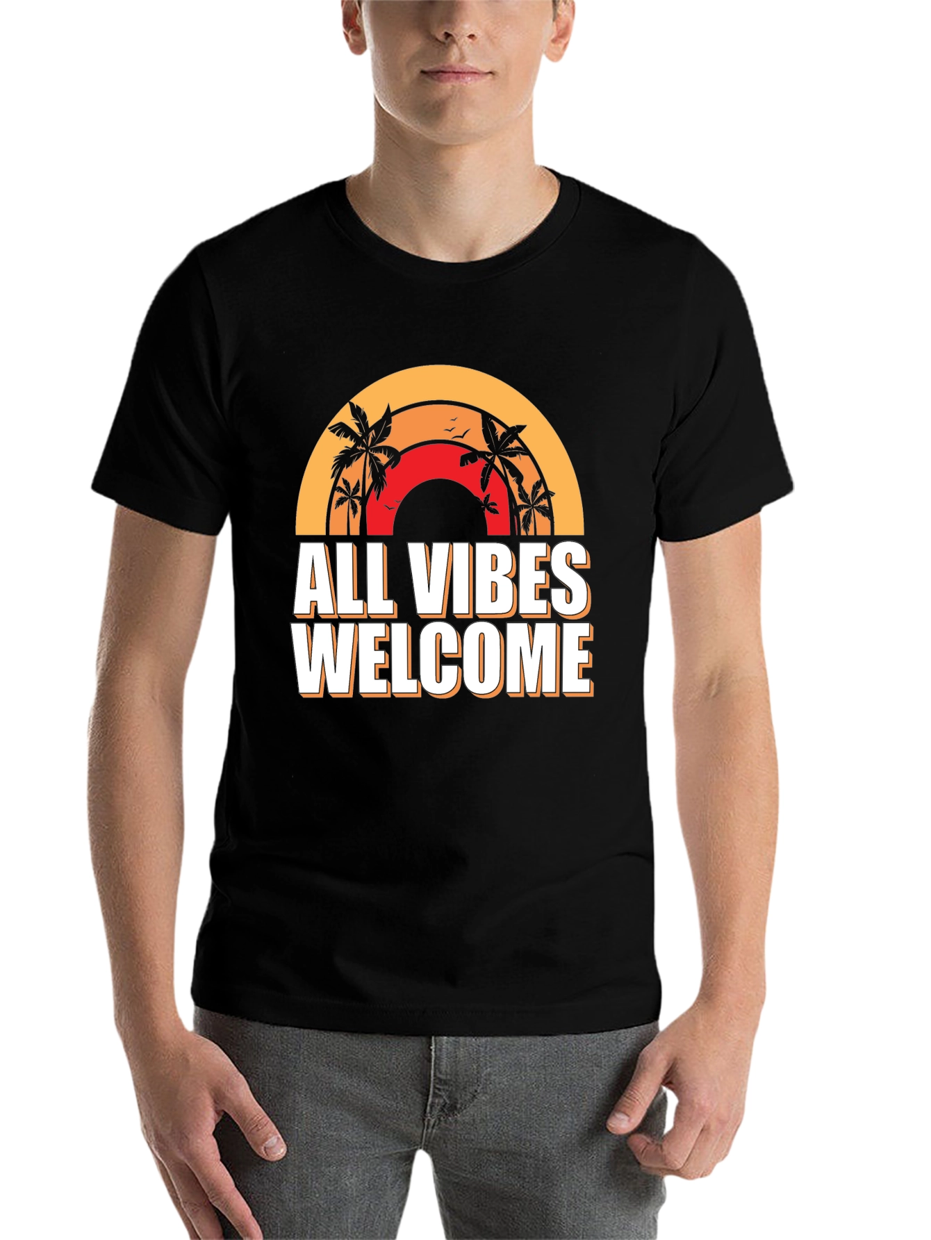 Black All Vibes Welcome Graphic Tee - Black view 7
