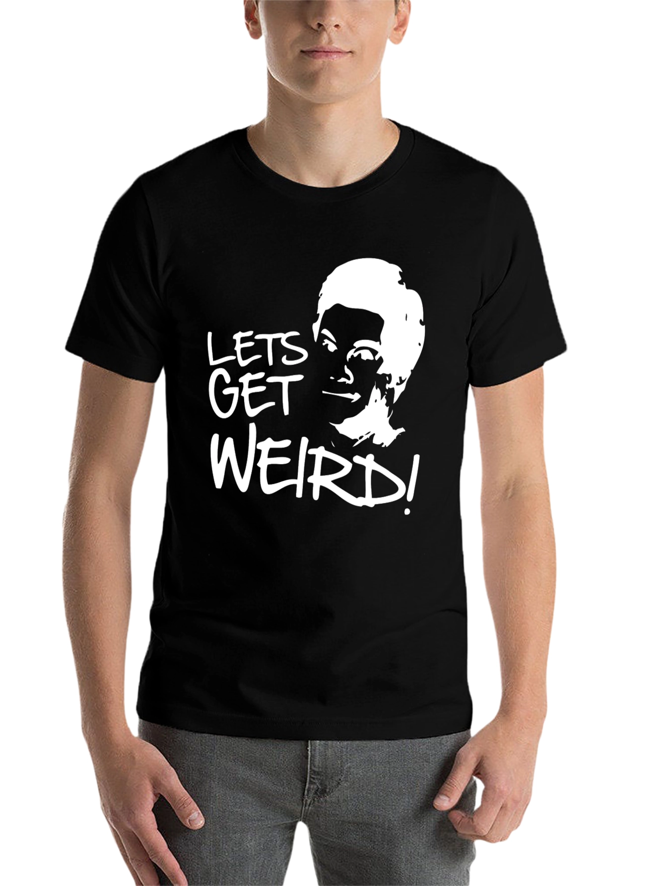 Black Lets Get Weird T-Shirt - Soft Black Tee view 7