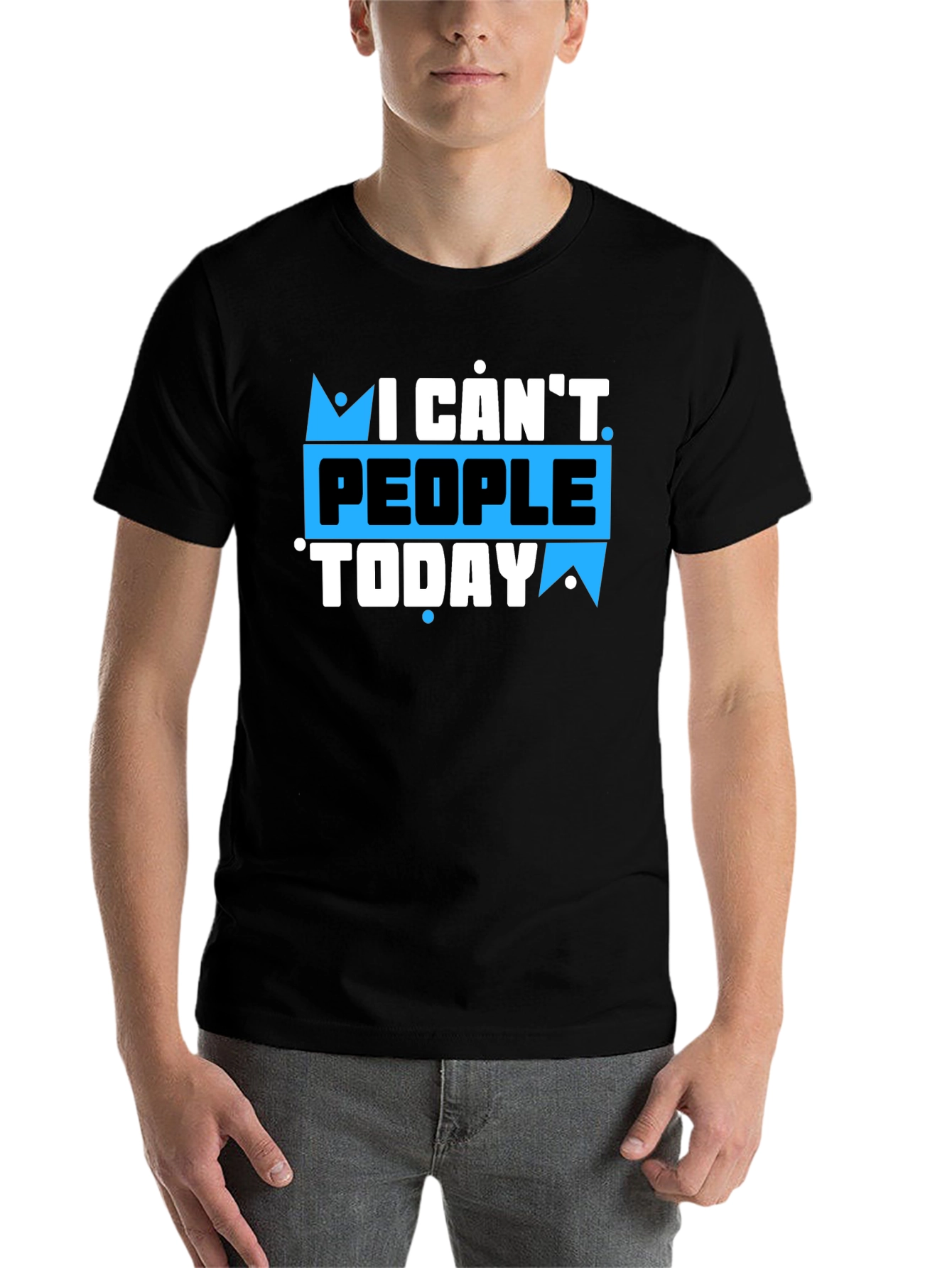 Black I Can't People Today Graphic T-Shirt view 7