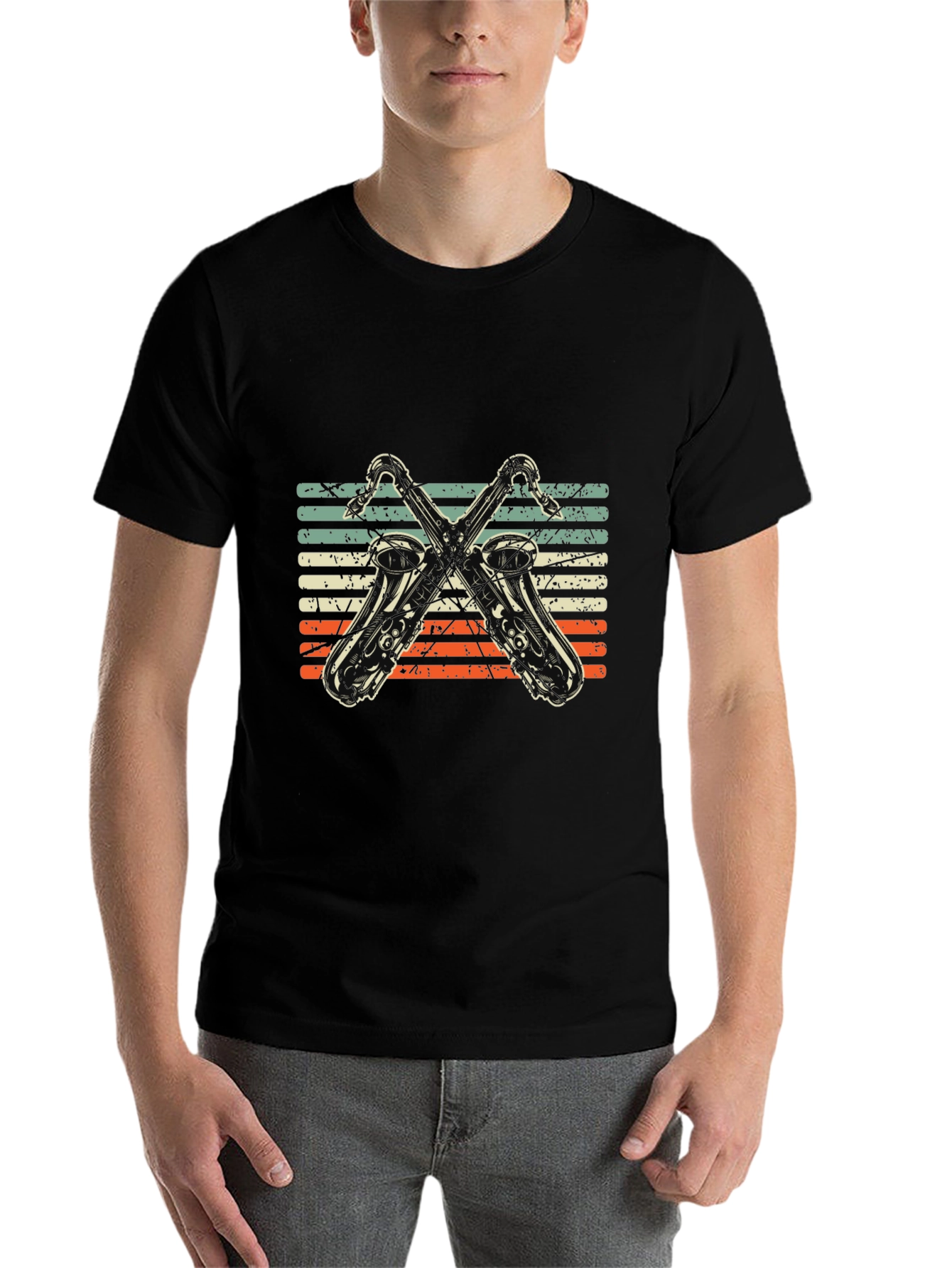 Black Vintage Saxophone T-Shirt: Retro Music Tee view 7