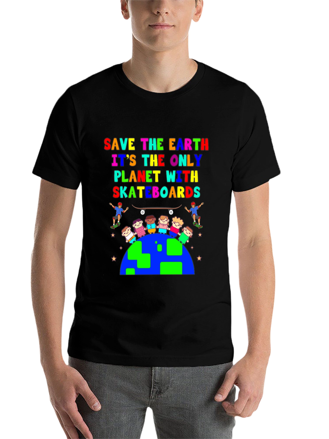 Black Save the Earth Skateboard T-Shirt view 7