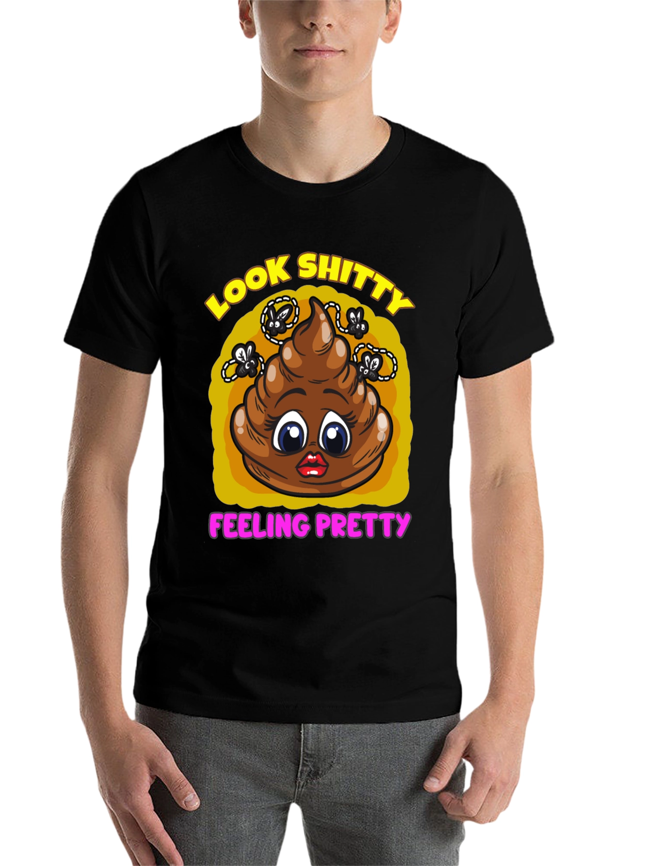 Black Funny "Look Shitty Feeling Pretty" Graphic Tee view 7