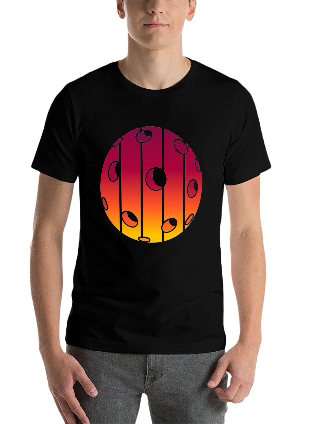 Black Abstract Sunset T-Shirt view 7
