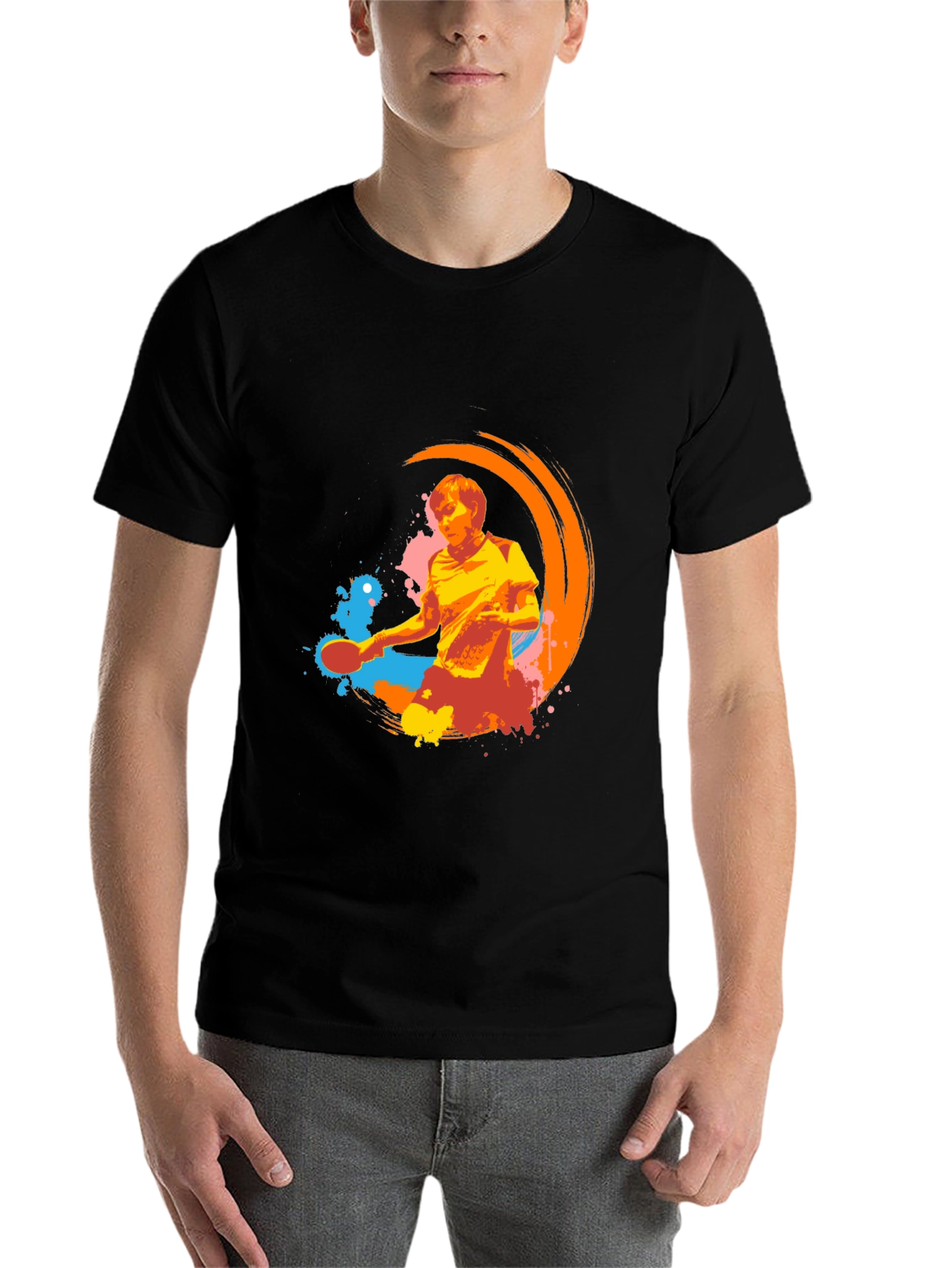 Black Cool Graphic Tee - Table Tennis Design view 7