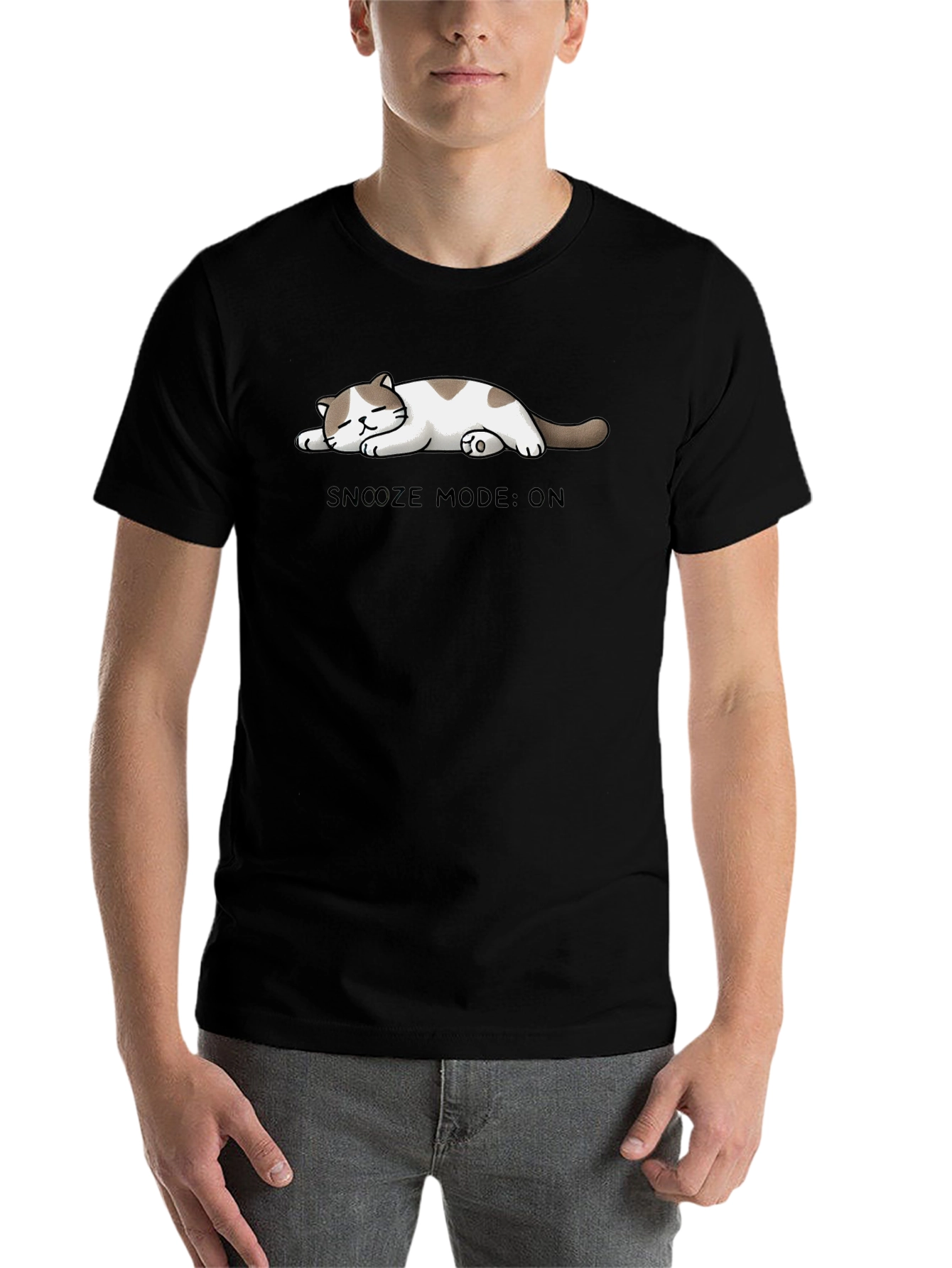 Black Snooze Mode Cat T-Shirt - Cute & Comfy view 7