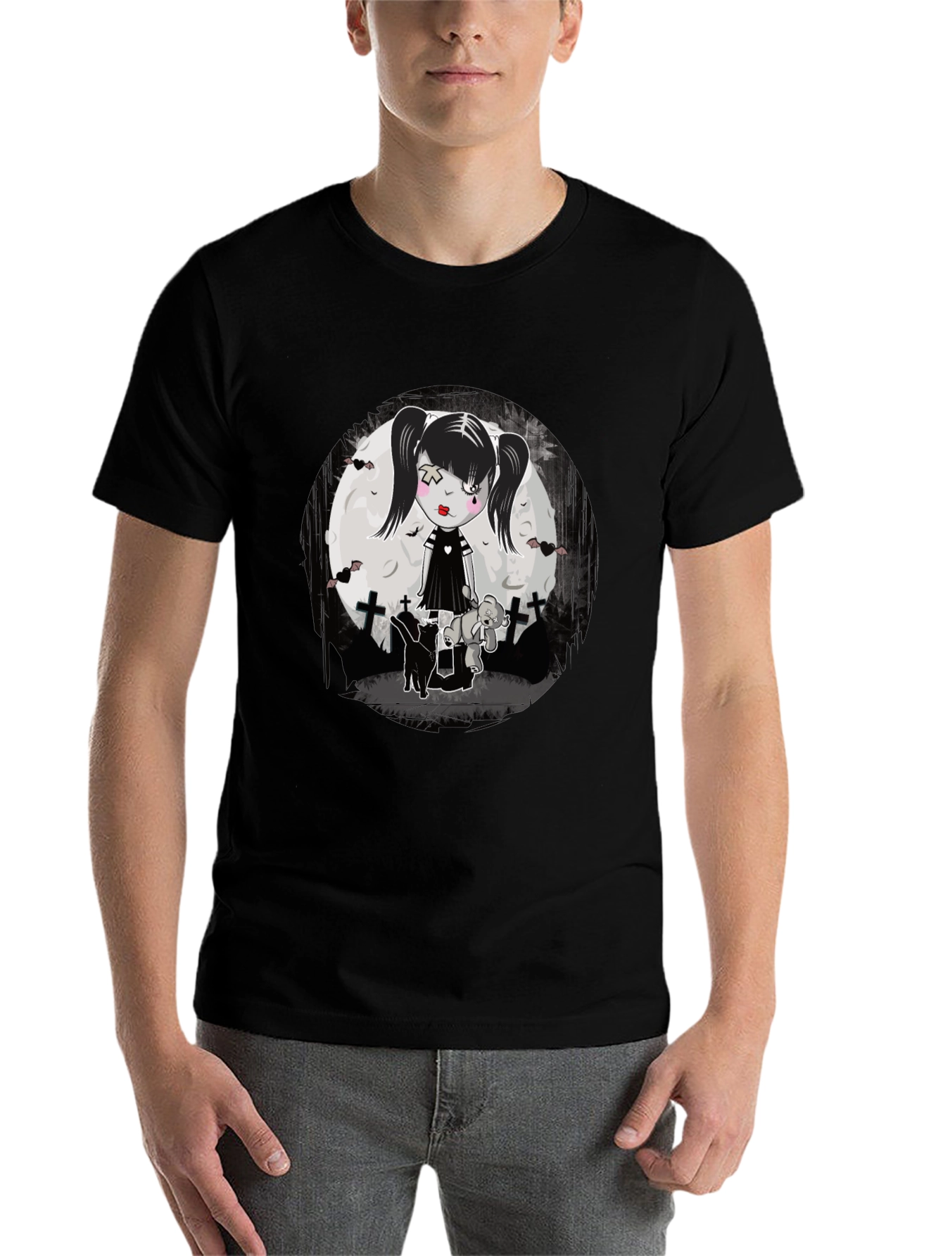 Black Gothic Girl T-Shirt - Emo Style view 7