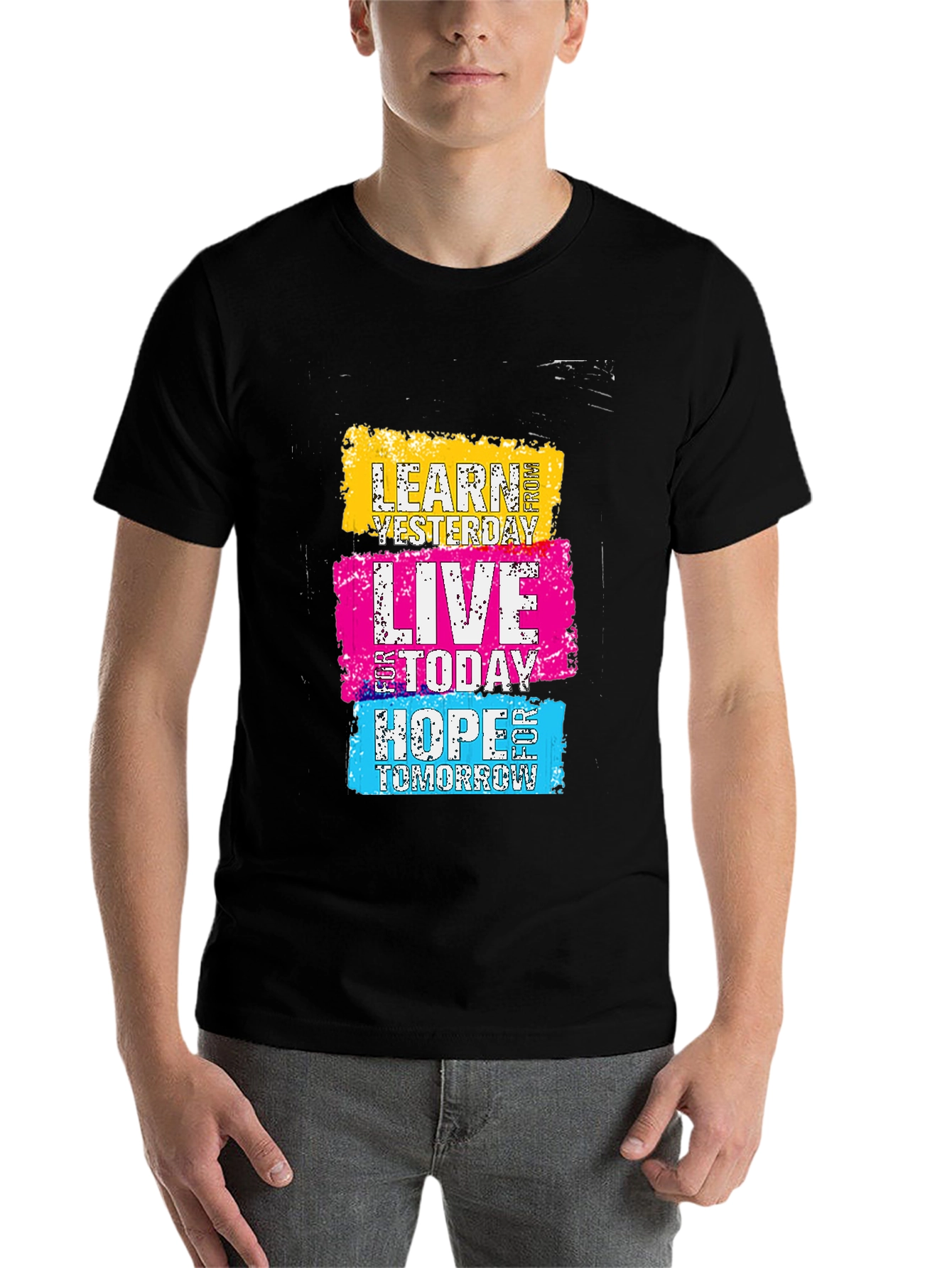 Black Motivational Learn Live Hope Graphic Tee view 7