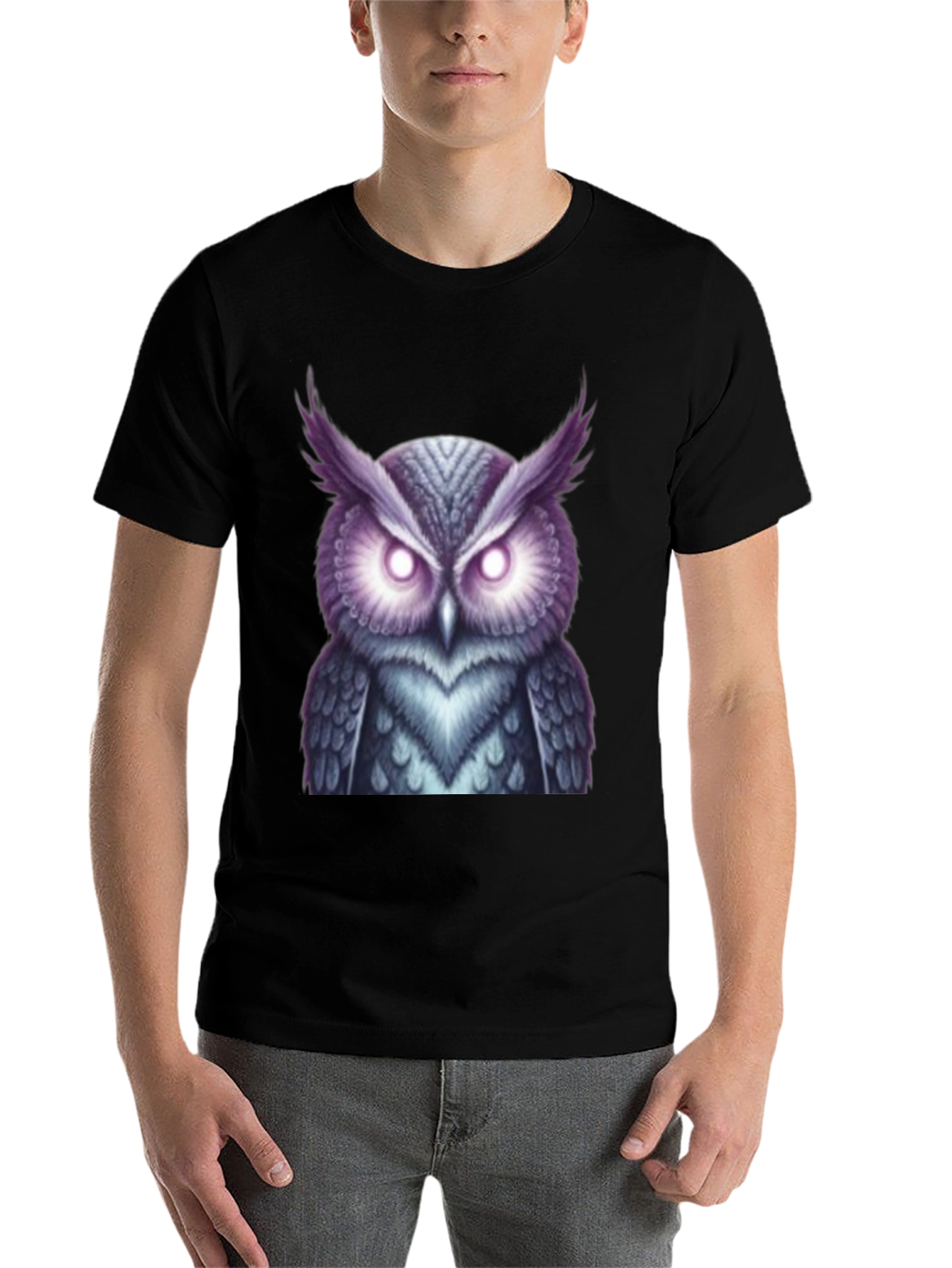 Mystic Owl Graphic Tee - Black Cotton - 7