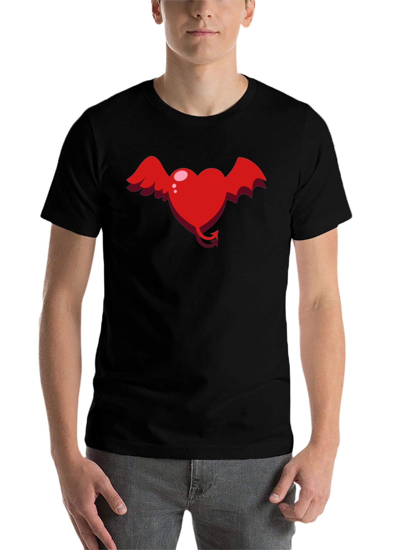 Black Heart Devil Winged Graphic Tee - Unisex view 7