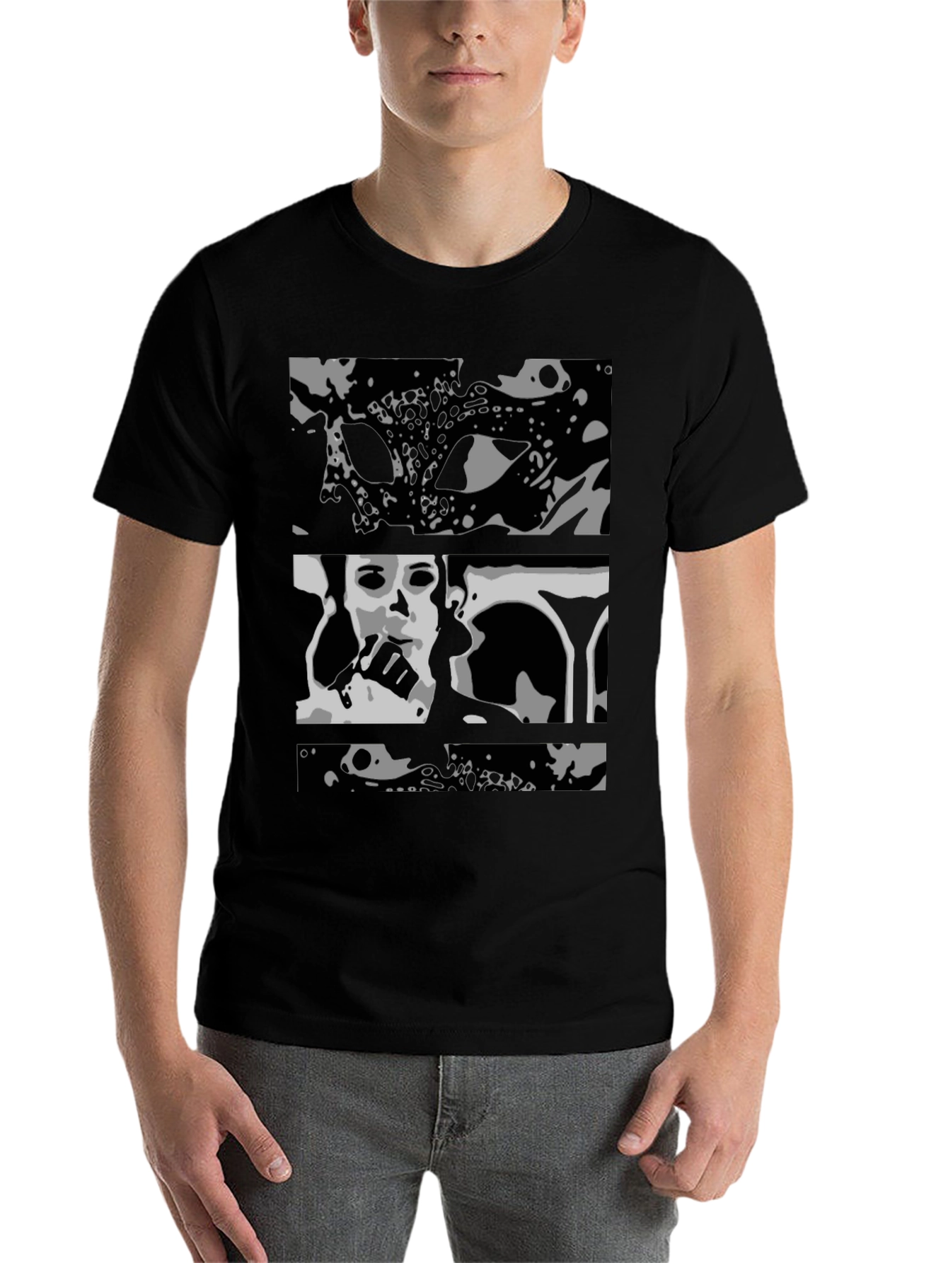 Black Abstract Black Graphic Print T-Shirt view 7