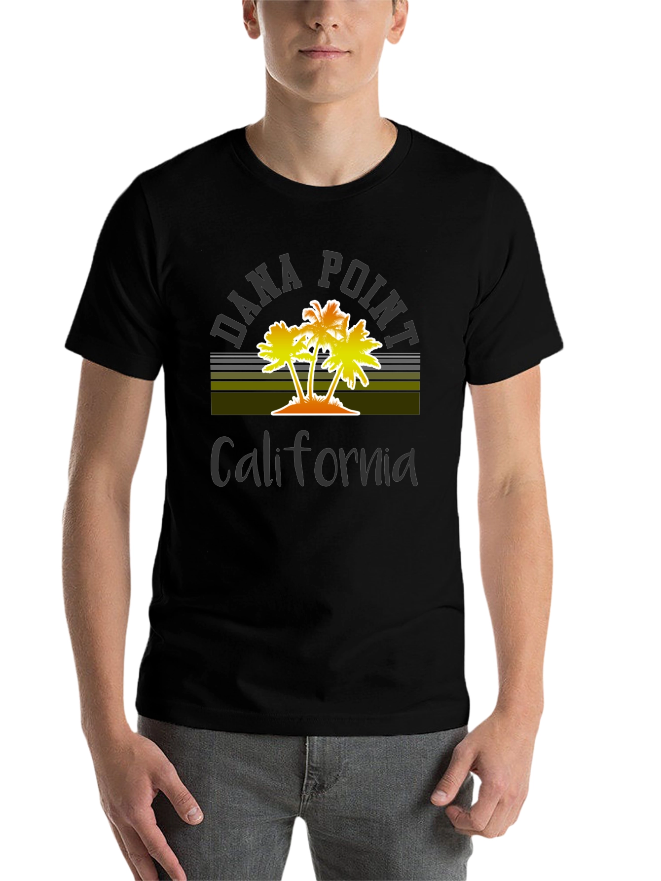 Black Dana Point California Palm Tree Graphic T-Shirt view 7