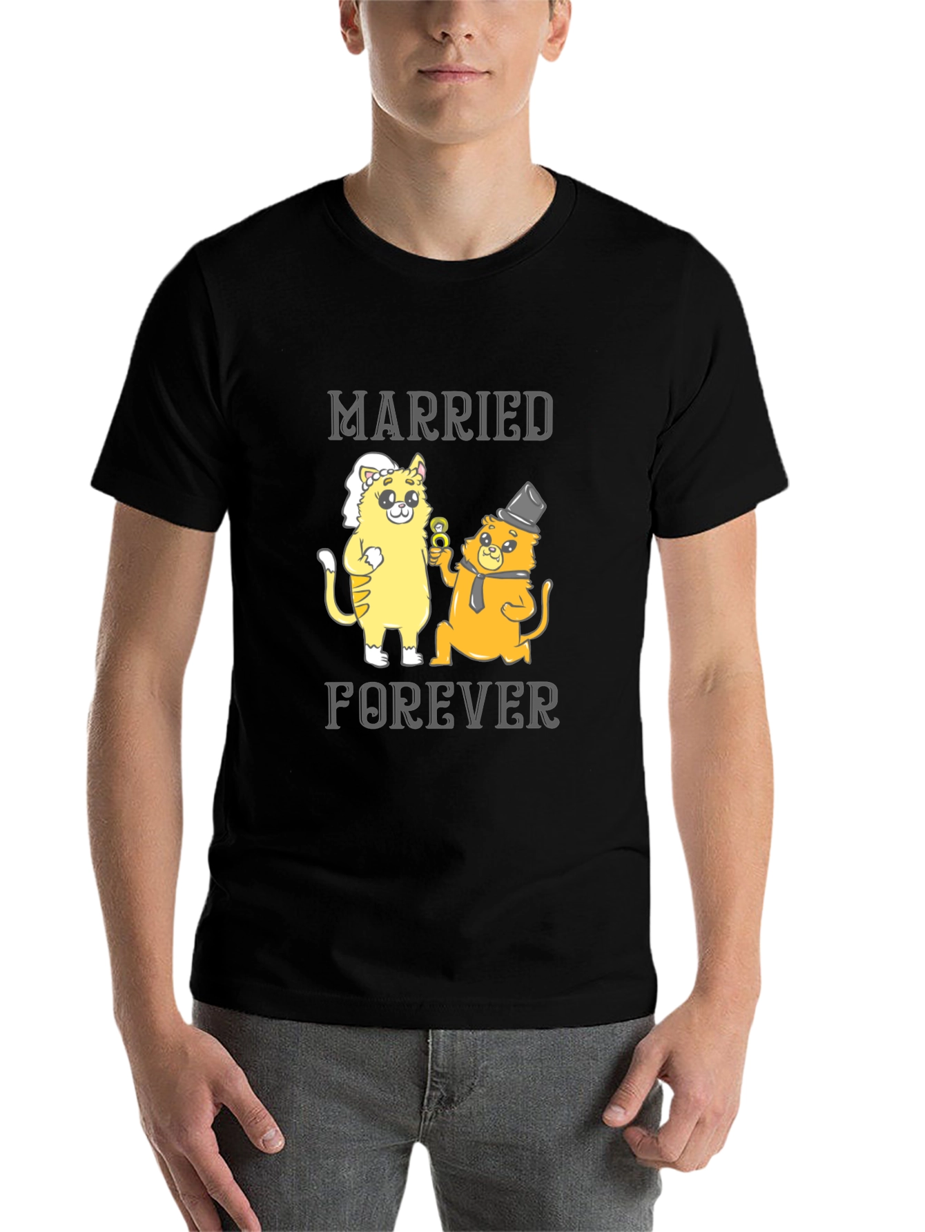 Black Married Forever Cats T-Shirt view 7