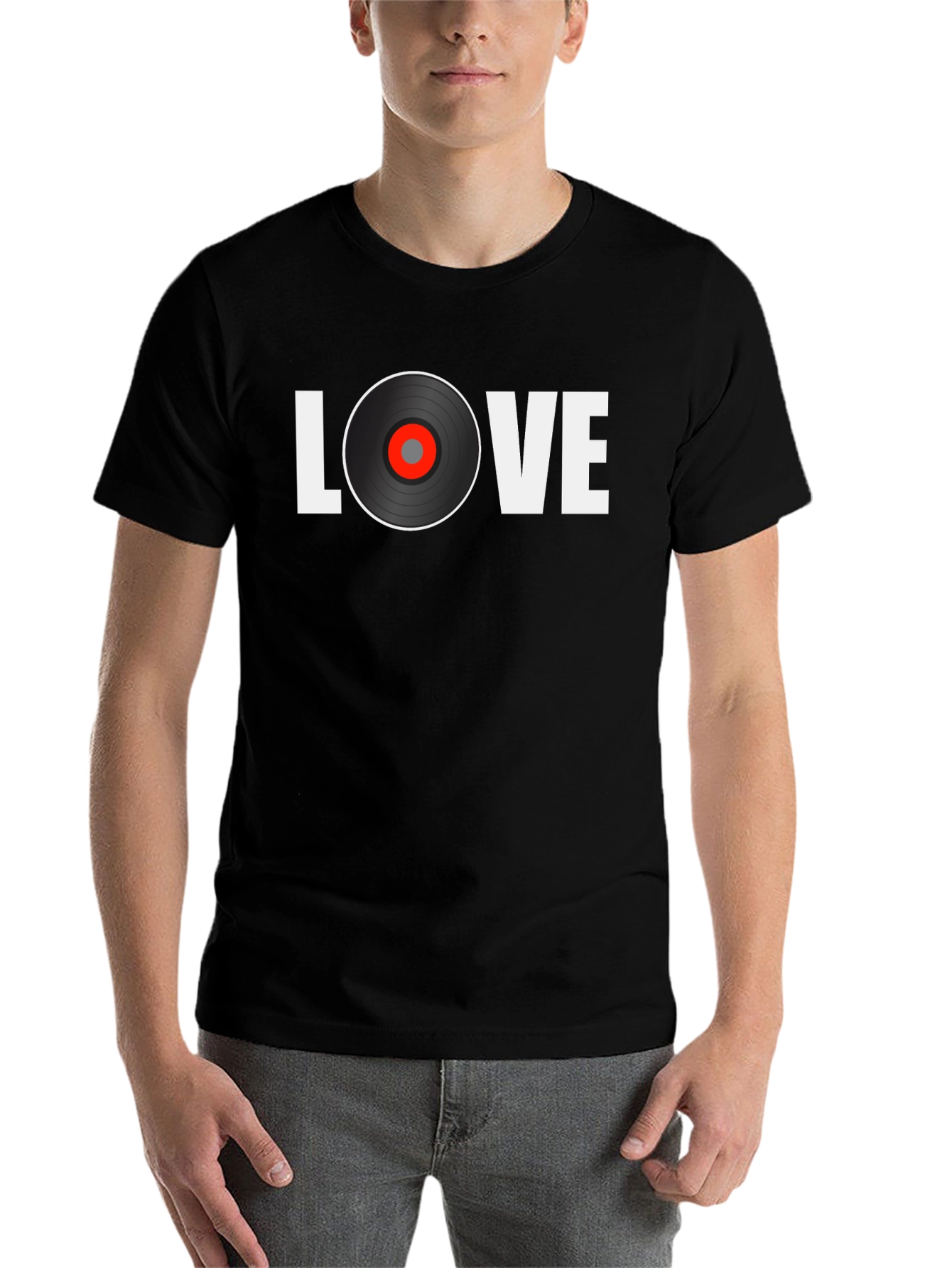 Black Love Vinyl Record Graphic T-Shirt view 7