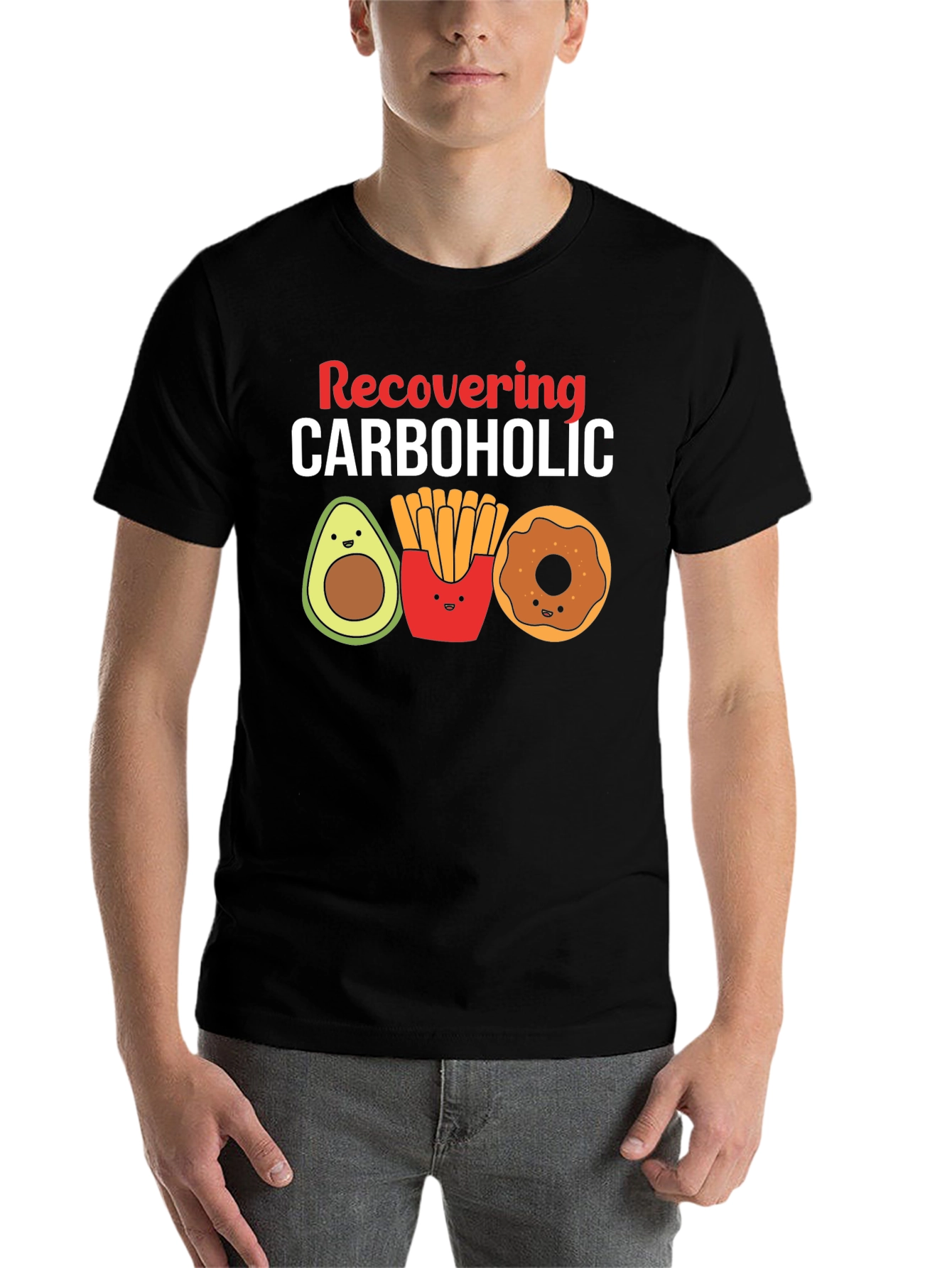 Black Recovering Carboholic Graphic T-Shirt view 7