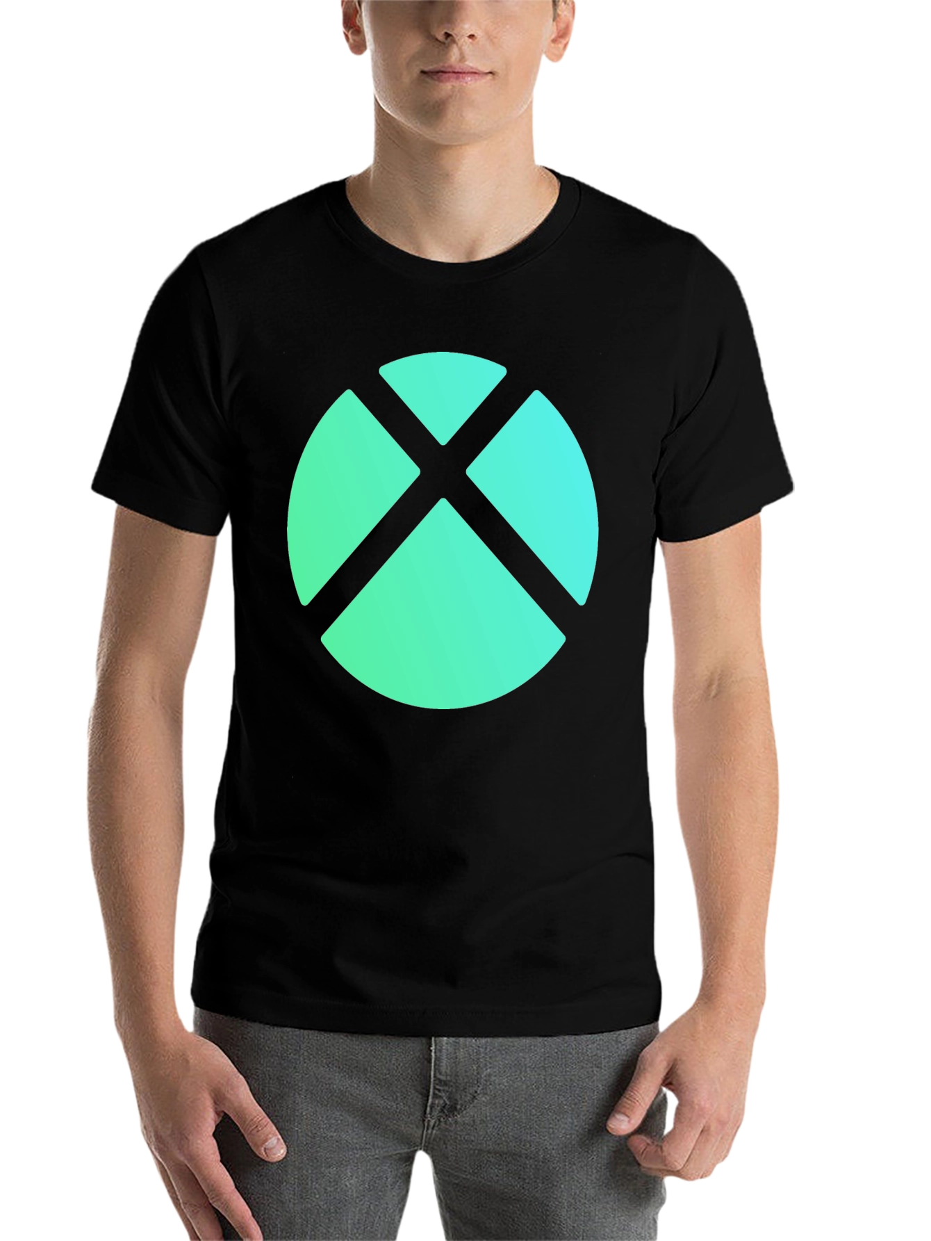 Black Abstract Geometric Graphic Tee - Modern Casual Wear view 7