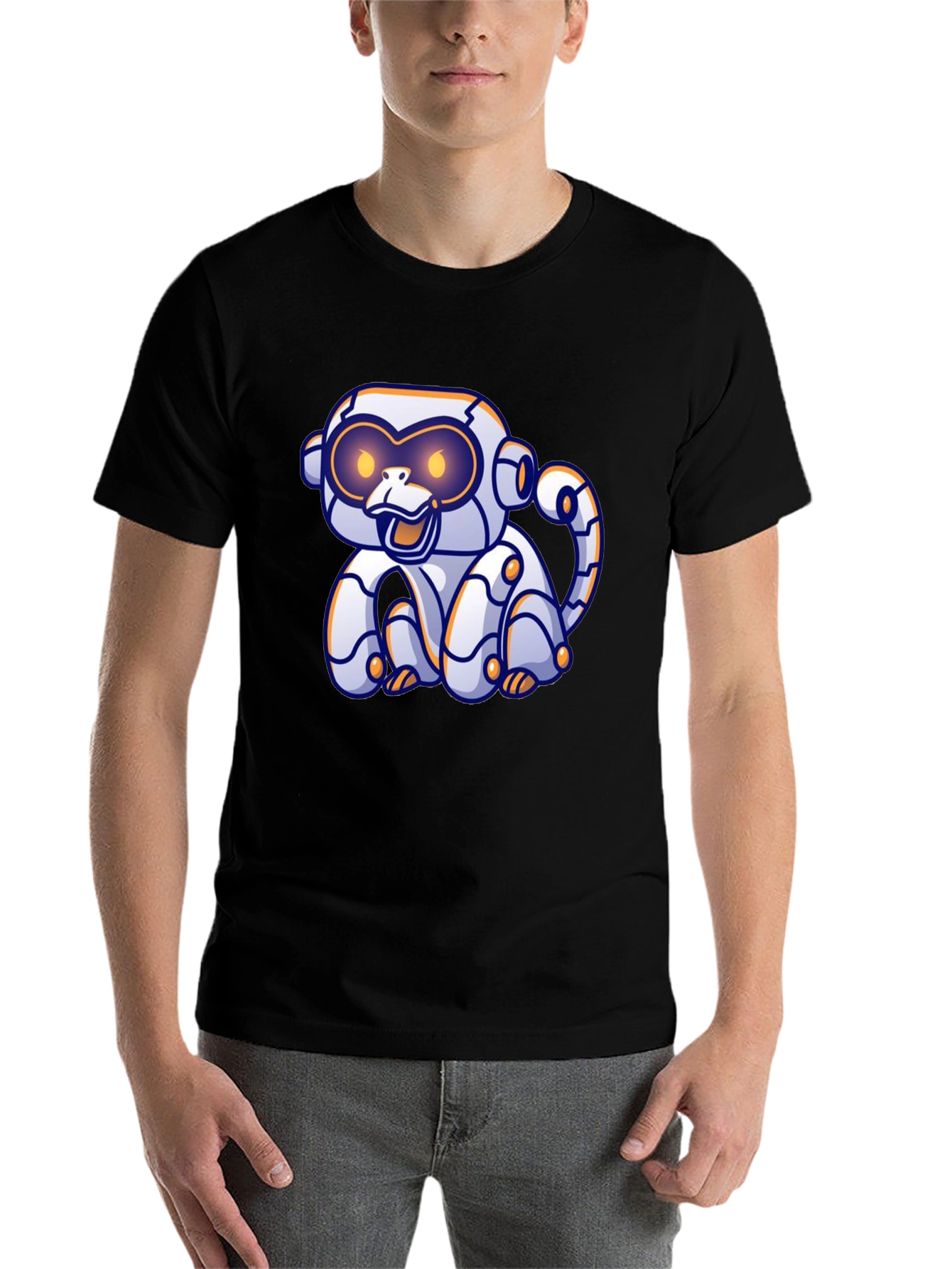 Black Robotic Monkey Graphic T-Shirt - Black view 7