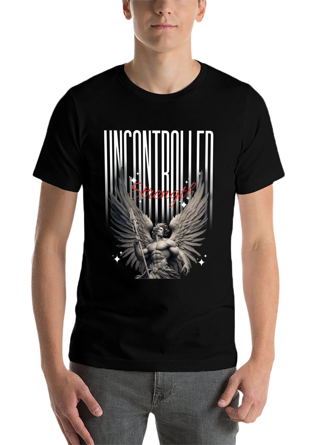 Black Uncontrolled Strength Graphic T-Shirt view 7