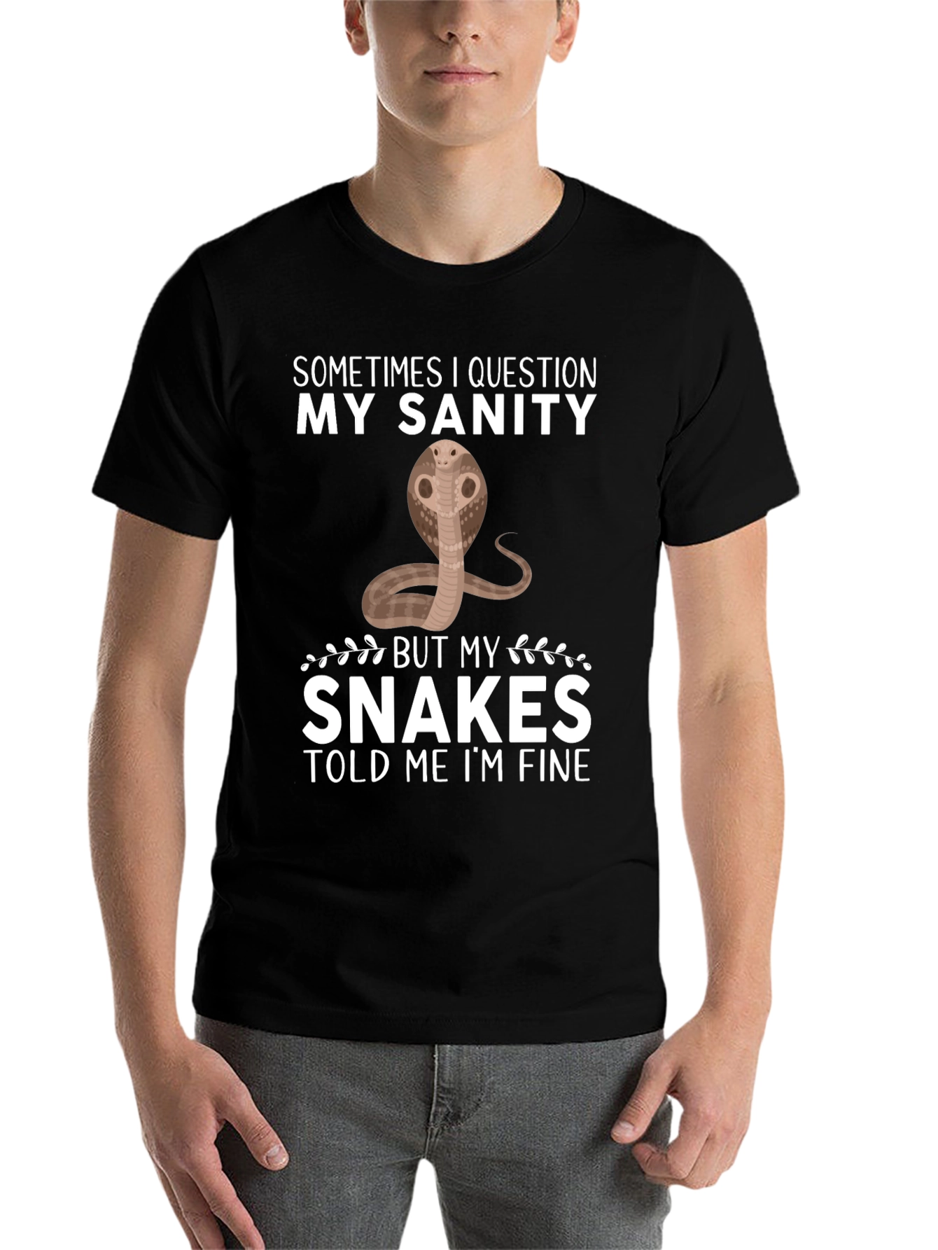 Black Funny Snake T-Shirt: My Sanity Told Me I'm Fine view 7