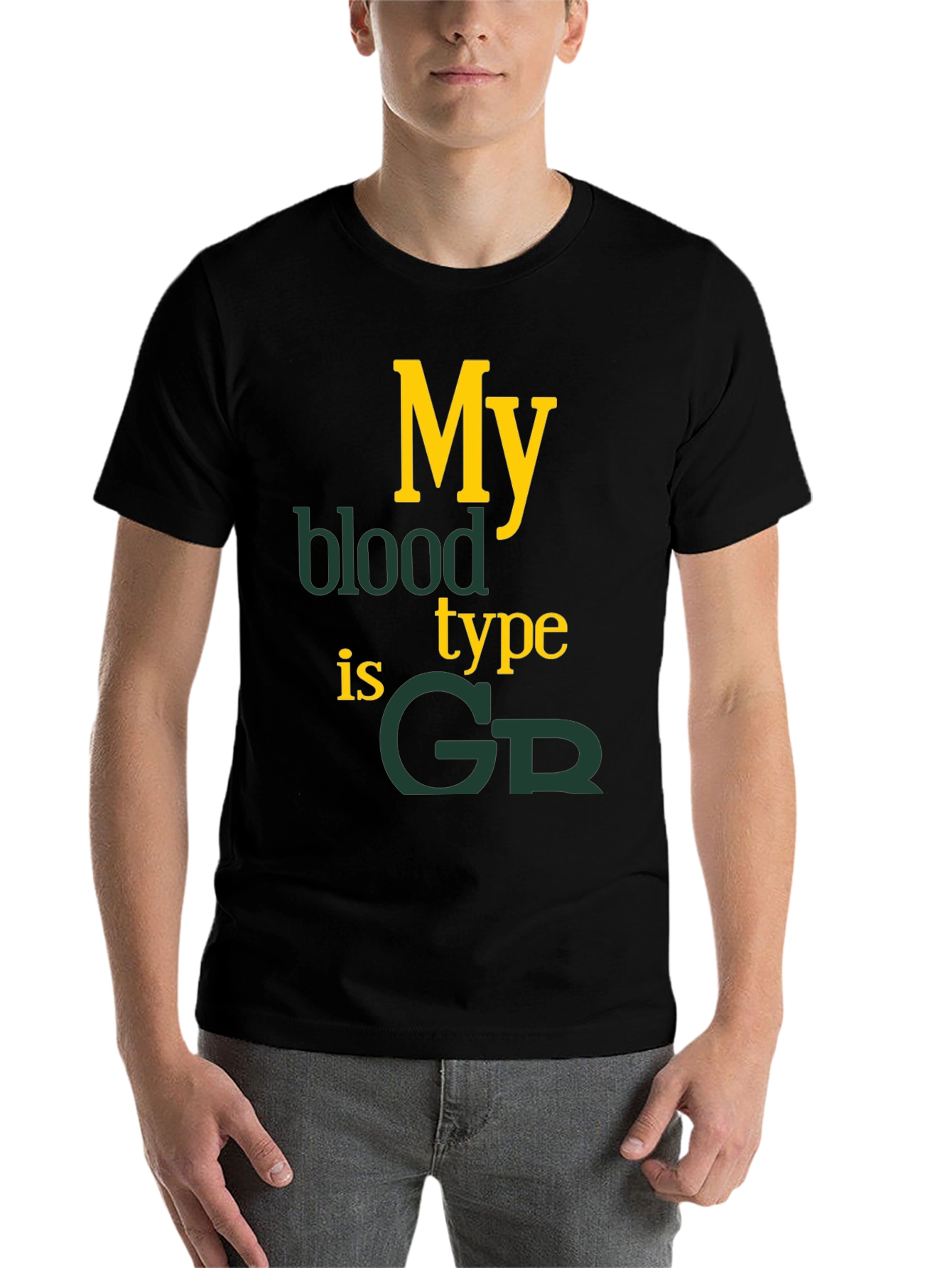 Black My Blood Type is GR Graphic T-Shirt view 7