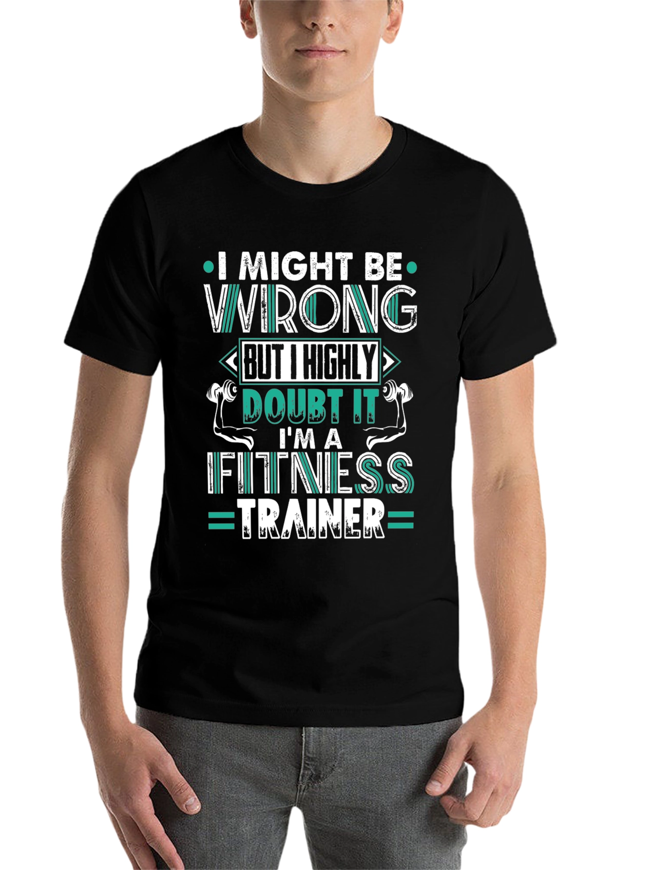 Black Fitness Trainer T-Shirt - I Might Be Wrong view 7
